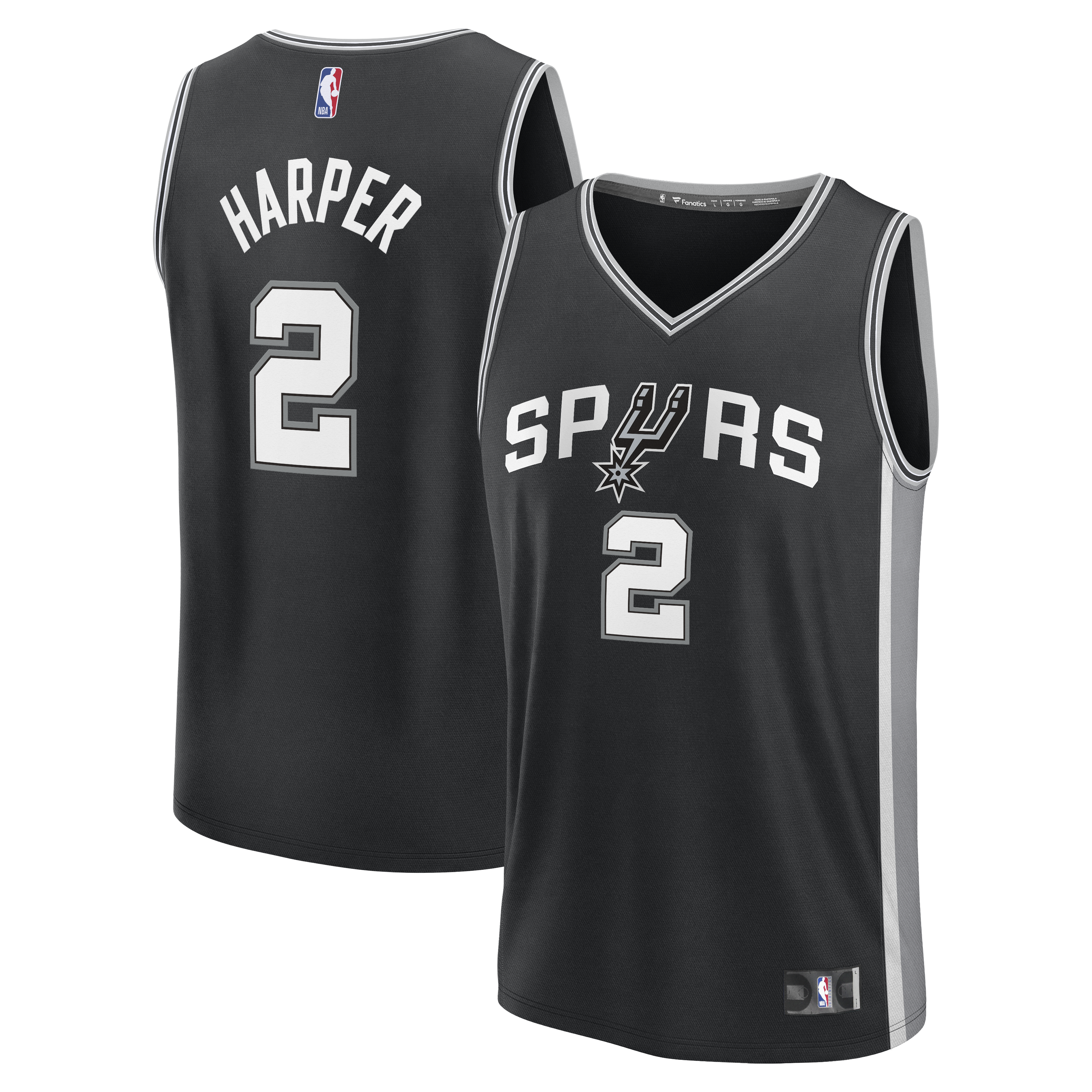 Men's Fanatics Dylan Harper Black San Antonio Spurs Fast Break Jersey - Icon Edition