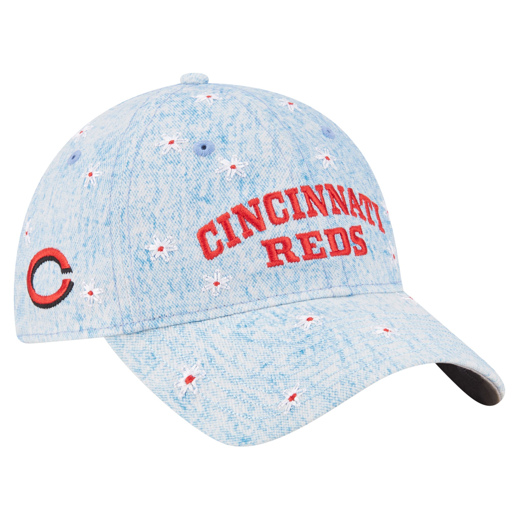 Women's New Era  Light Blue Cincinnati Reds Daisy All Over 9TWENTY Adjustable Hat