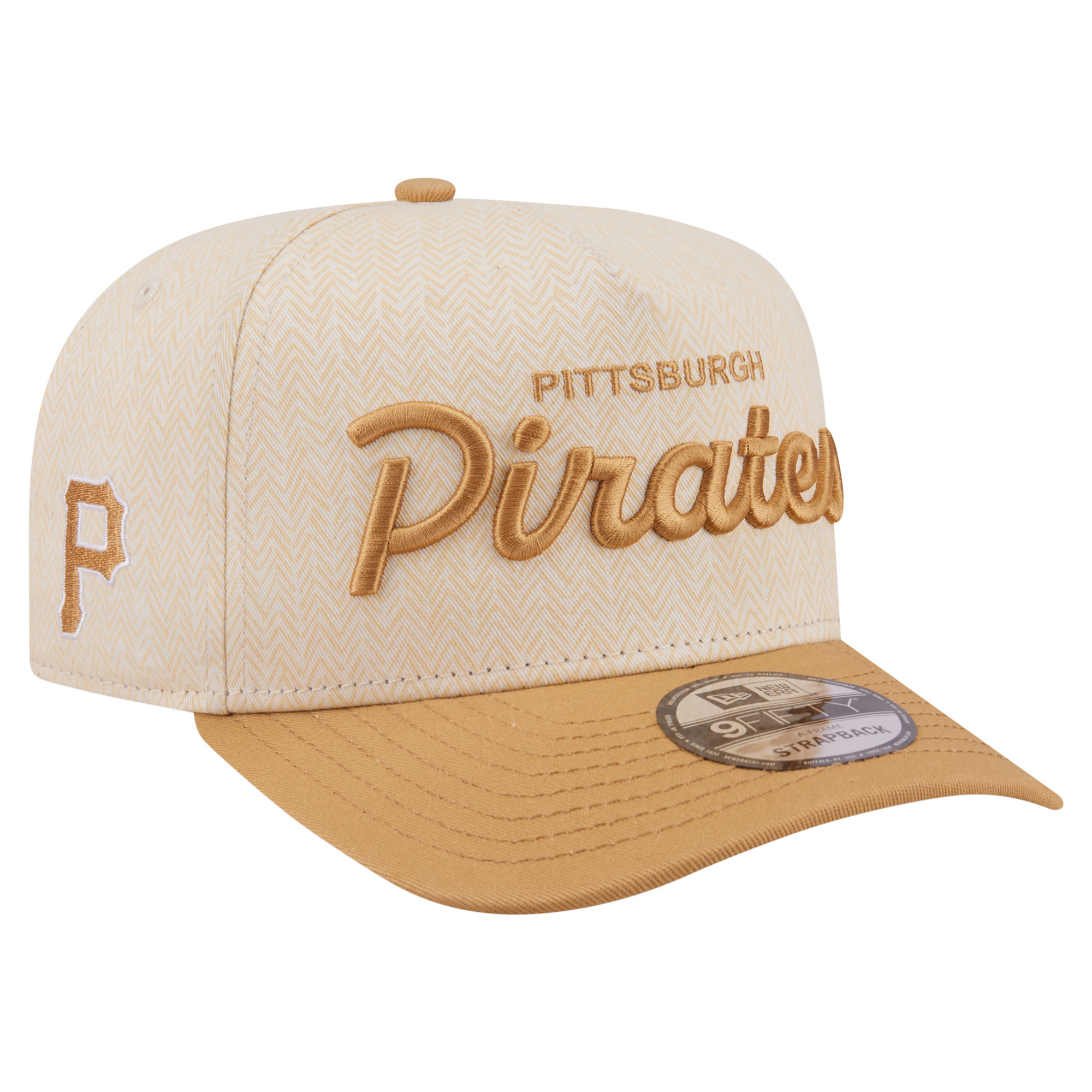 Men's New Era  Cream Pittsburgh Pirates Herringbone 9FIFTY A-Frame Snapback Hat