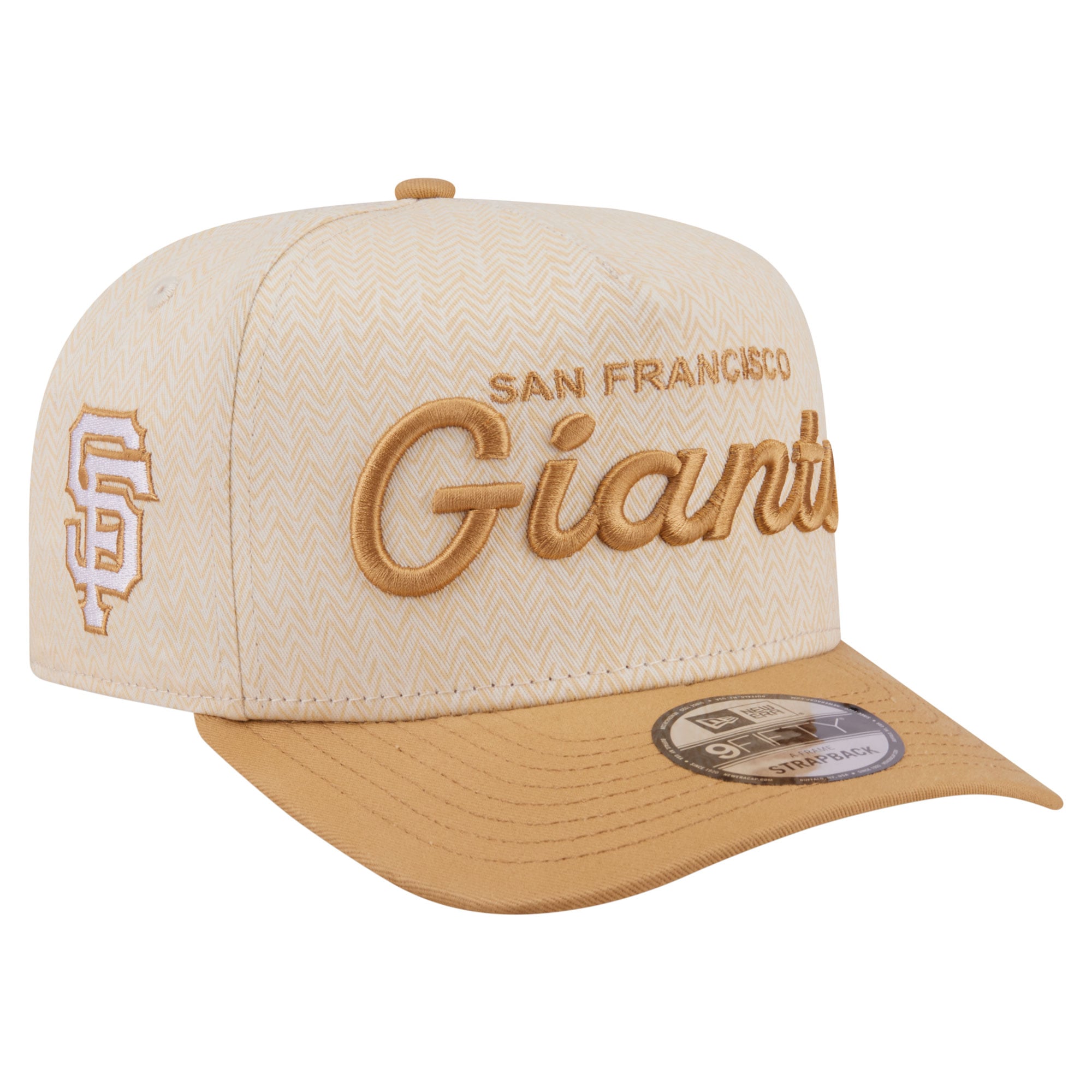 Men's New Era  Cream San Francisco Giants Herringbone 9FIFTY A-Frame Snapback Hat
