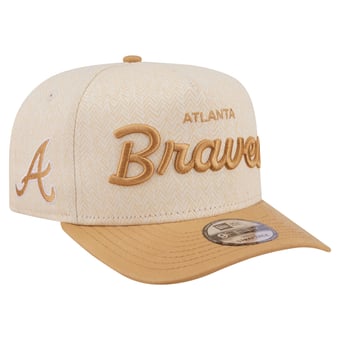 Men's New Era  Cream Atlanta Braves Herringbone 9FIFTY A-Frame Snapback Hat