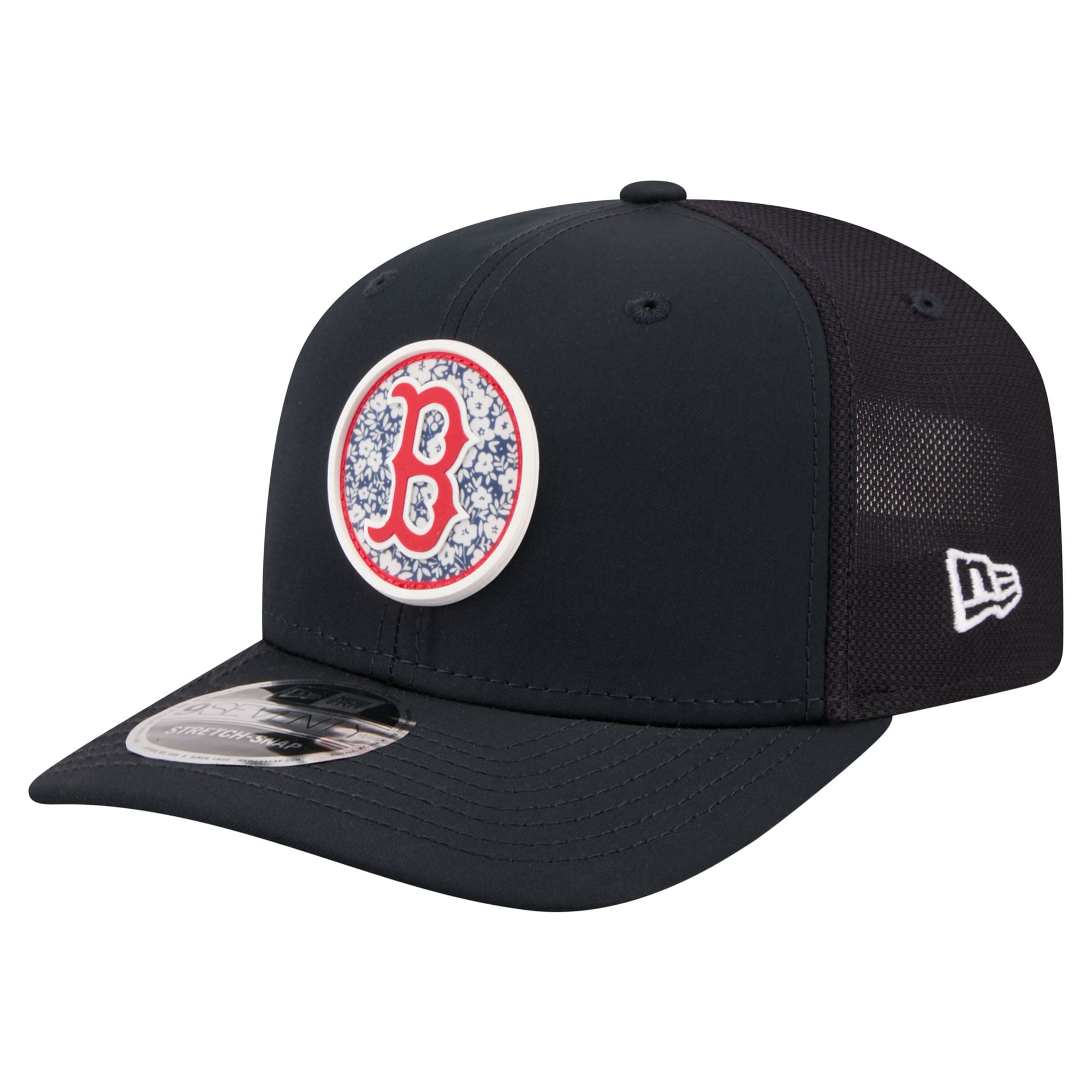 Men's New Era  Navy Boston Red Sox Floral Patch 9SEVENTY Adjustable Hat