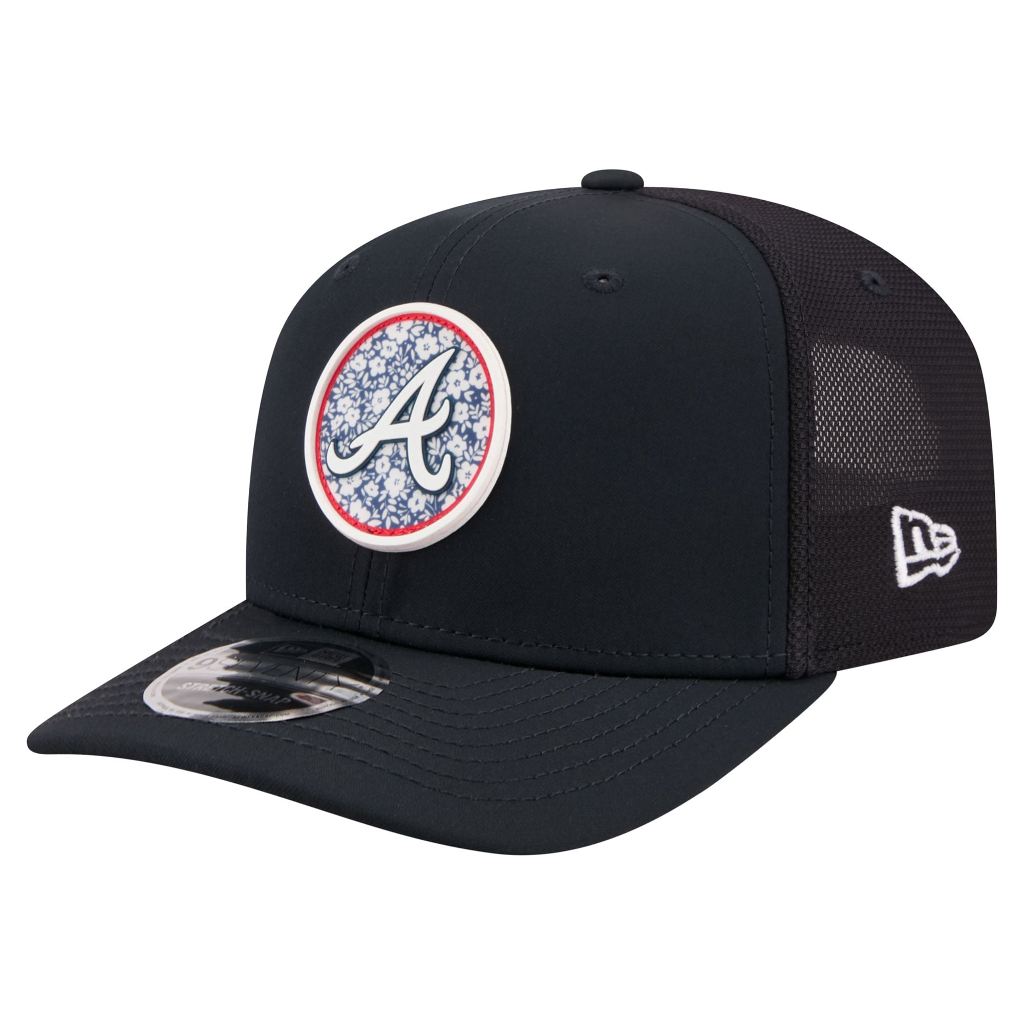 Men's New Era  Navy Atlanta Braves Floral Patch 9SEVENTY Adjustable Hat