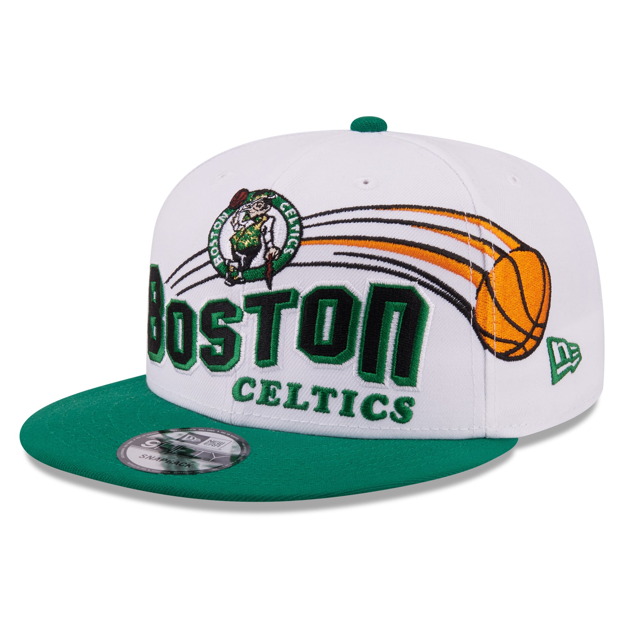 Men's New Era White/Kelly Green Boston Celtics Retro Swoop 9FIFTY Snapback Hat