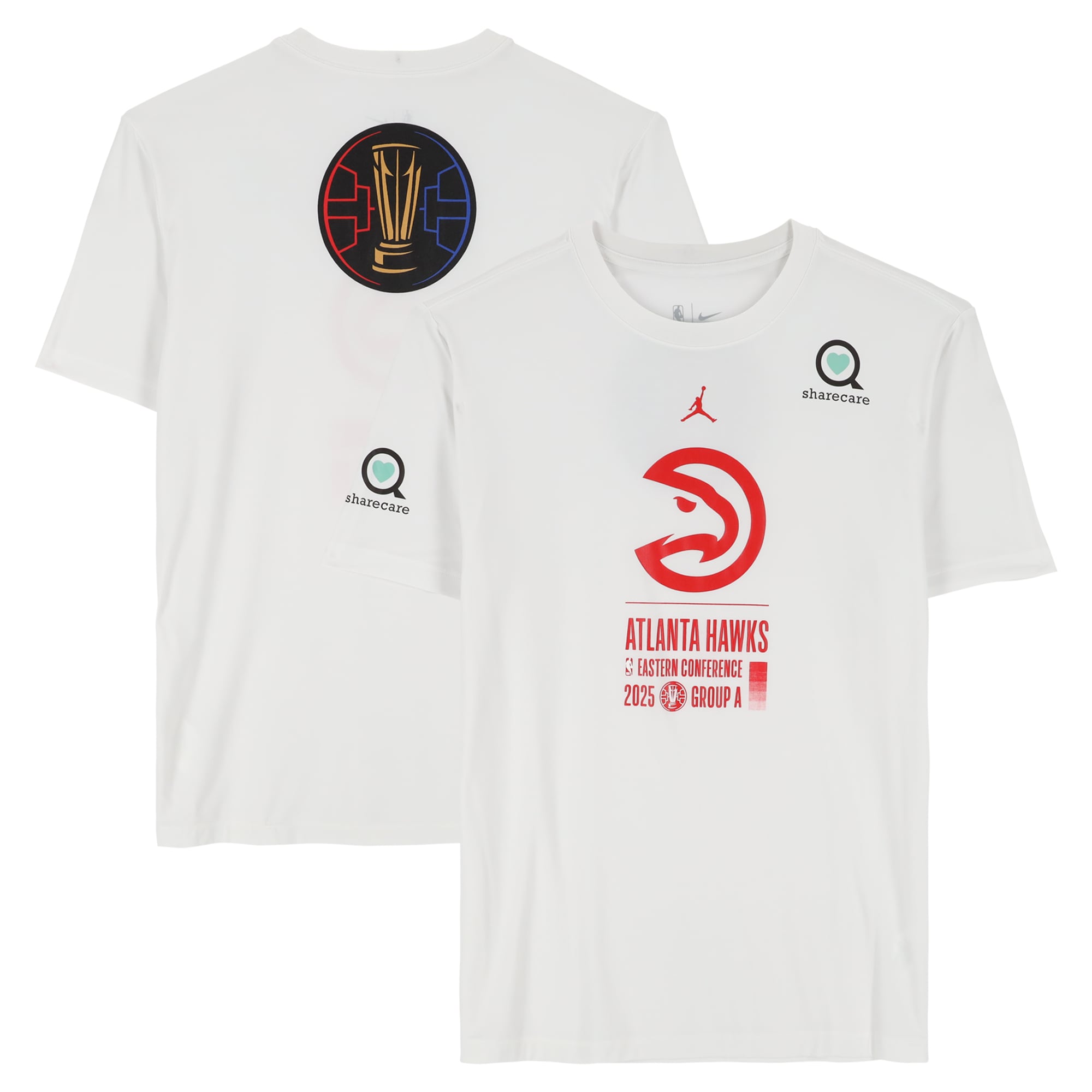 Atlanta Hawks Team-Issued White Jordan Brand NBA Cup T-Shirt from the 2025-26 NBA Season