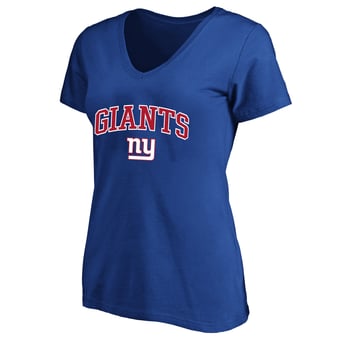 Women's Fanatics Royal New York Giants Plus Size Arch Over Logo V-Neck T-Shirt