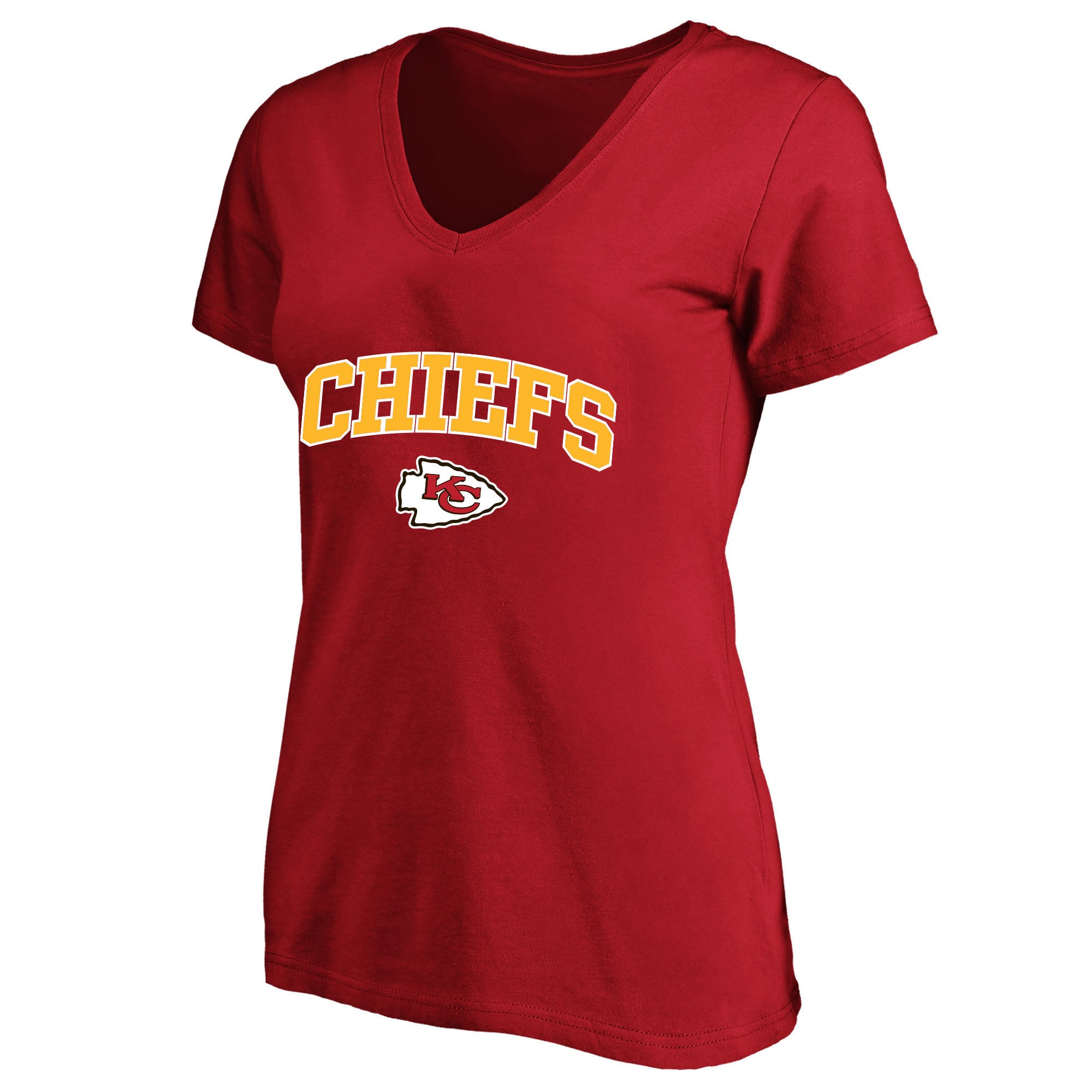 Women's Fanatics Red Kansas City Chiefs Plus Size Arch Over Logo V-Neck T-Shirt