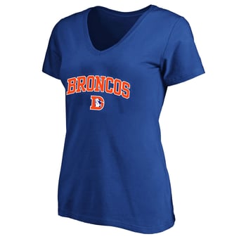 Women's Fanatics Royal Denver Broncos Plus Size Arch Over Logo V-Neck T-Shirt
