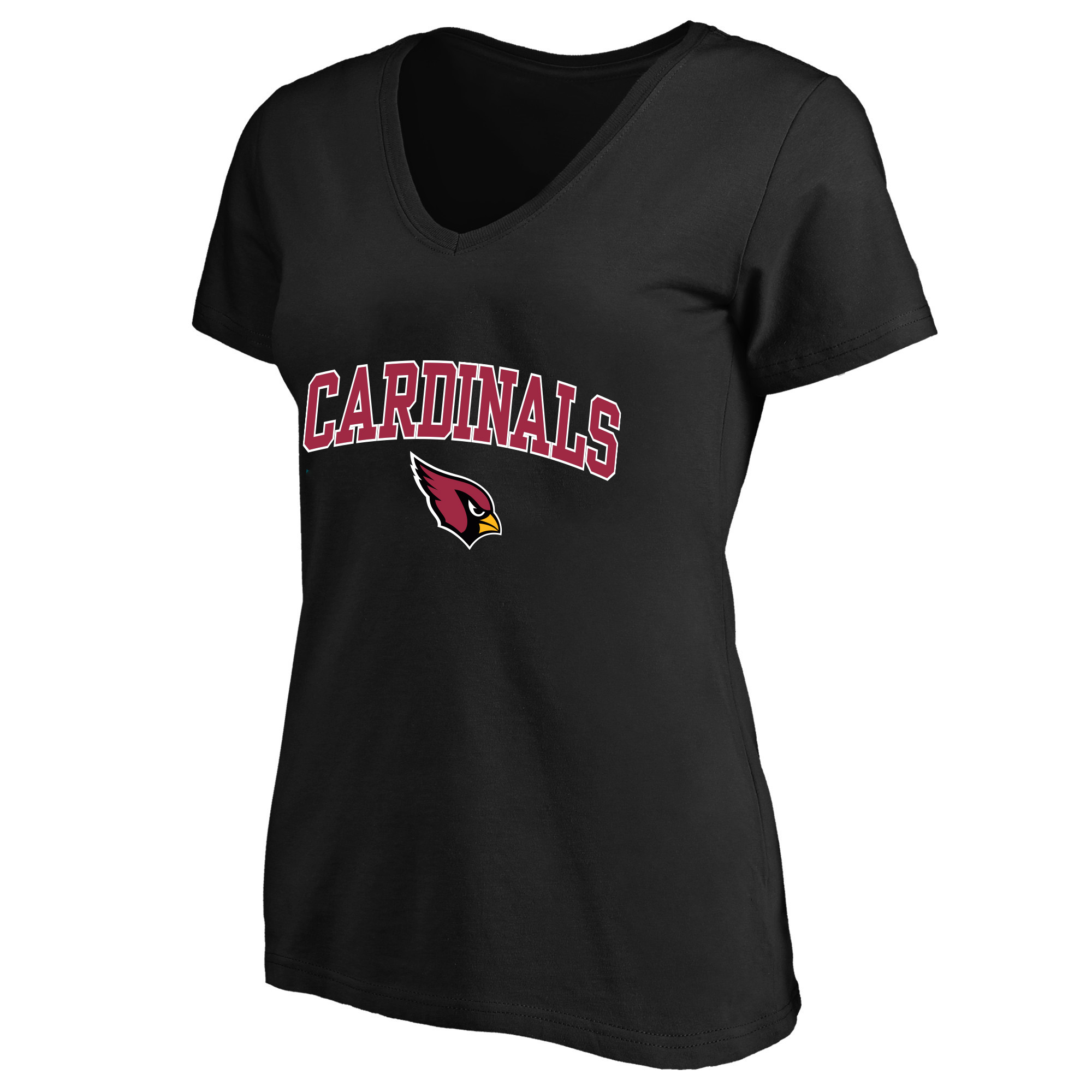 Women's Fanatics Black Arizona Cardinals Plus Size Arch Over Logo V-Neck T-Shirt
