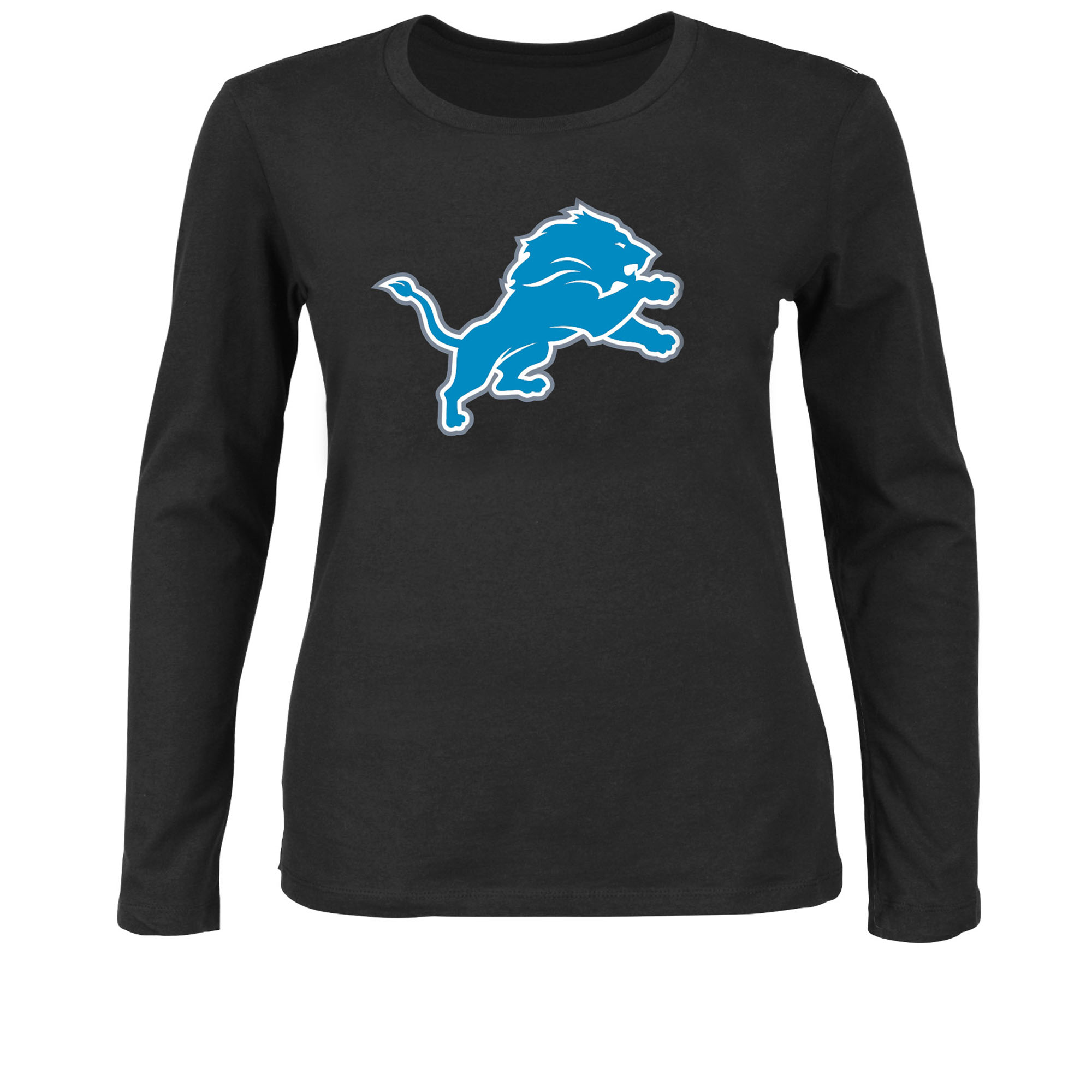 Women's Fanatics Black Detroit Lions Plus Size Primary Logo Long Sleeve T-Shirt