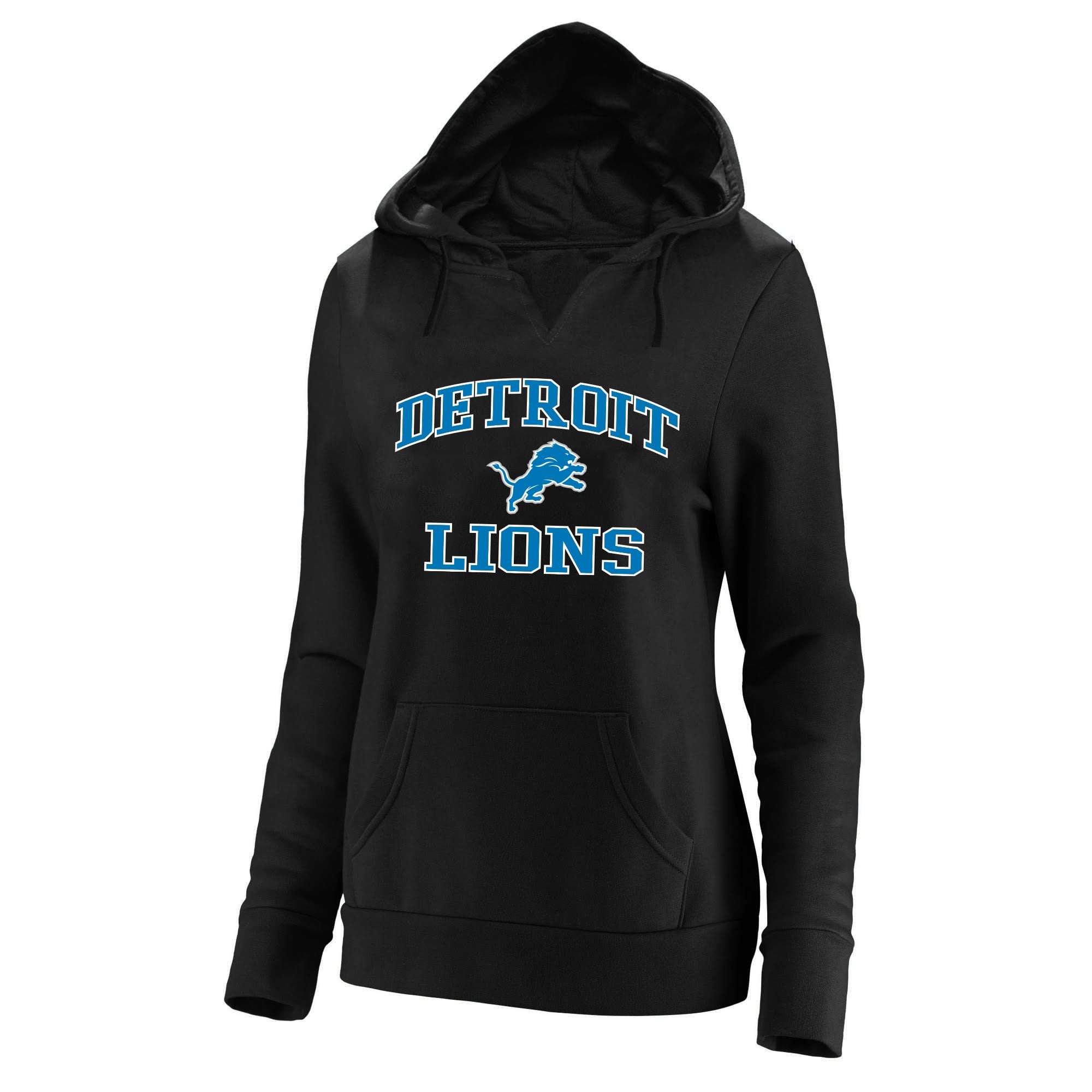 Women's Fanatics Black Detroit Lions Plus Size Heart & Soul V-Neck Hoodie