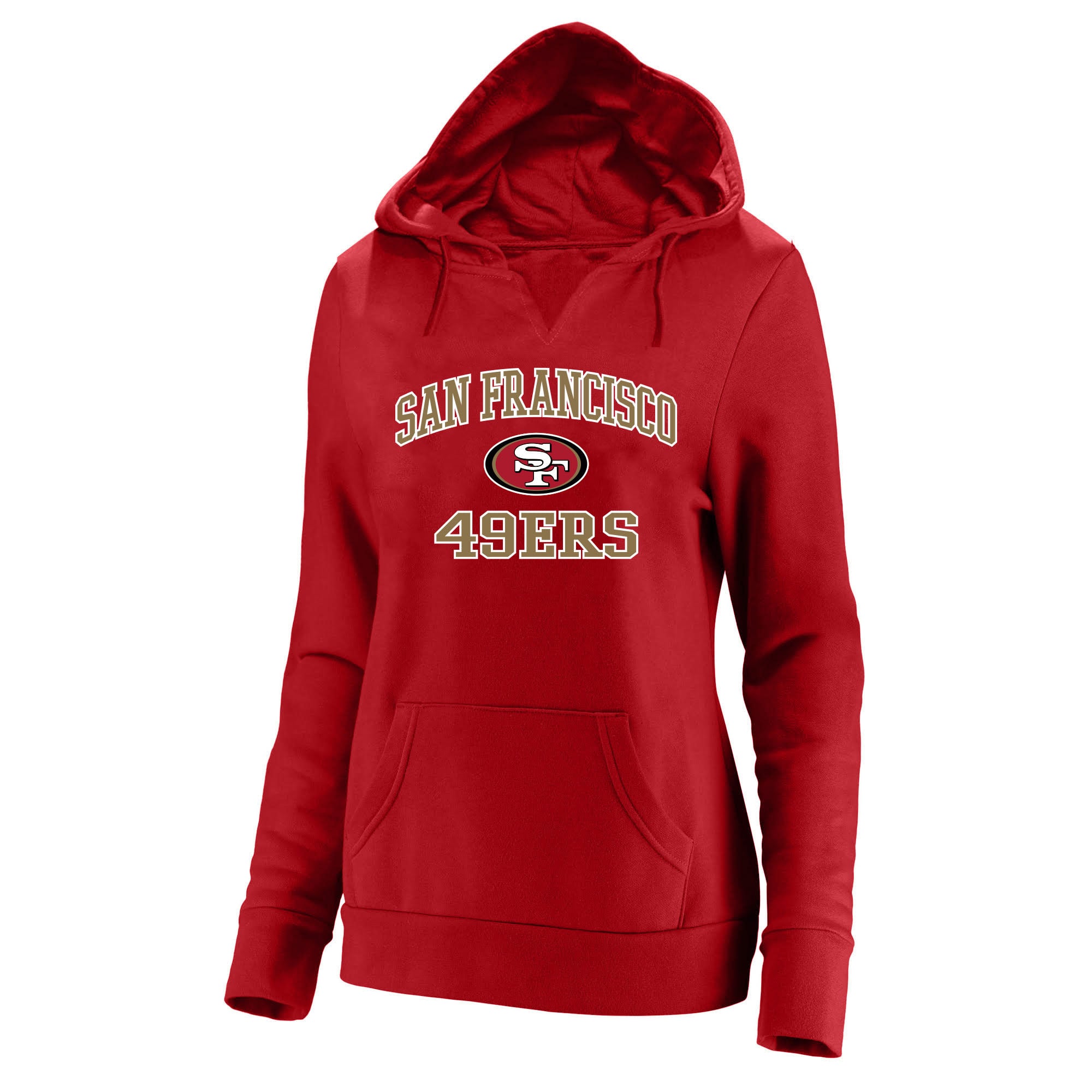 Women's Fanatics Scarlet San Francisco 49ers Plus Size Heart & Soul V-Neck Hoodie