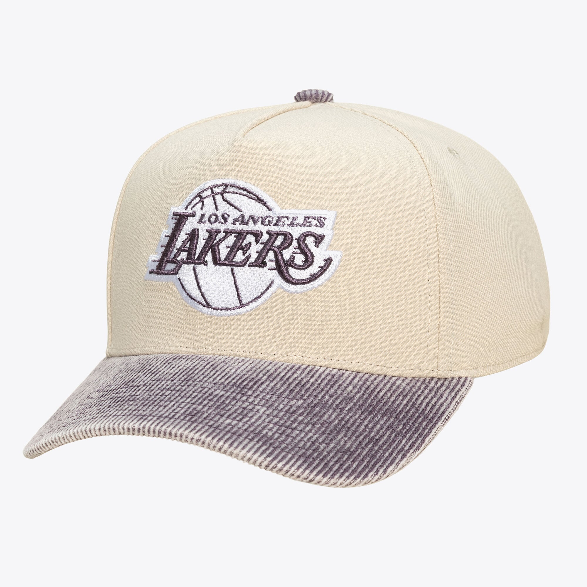 Unisex Mitchell & Ness Cream/Purple Los Angeles Lakers Faded Pro Snapback Hat