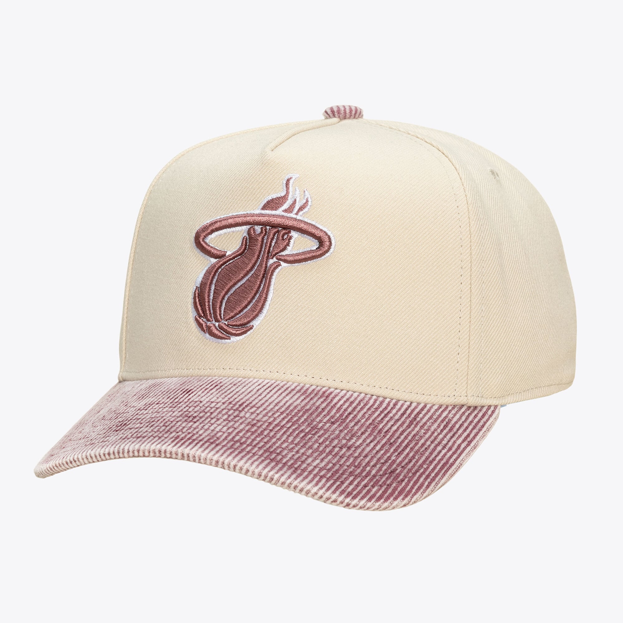 Unisex Mitchell & Ness Cream/Red Miami Heat Faded Pro Snapback Hat