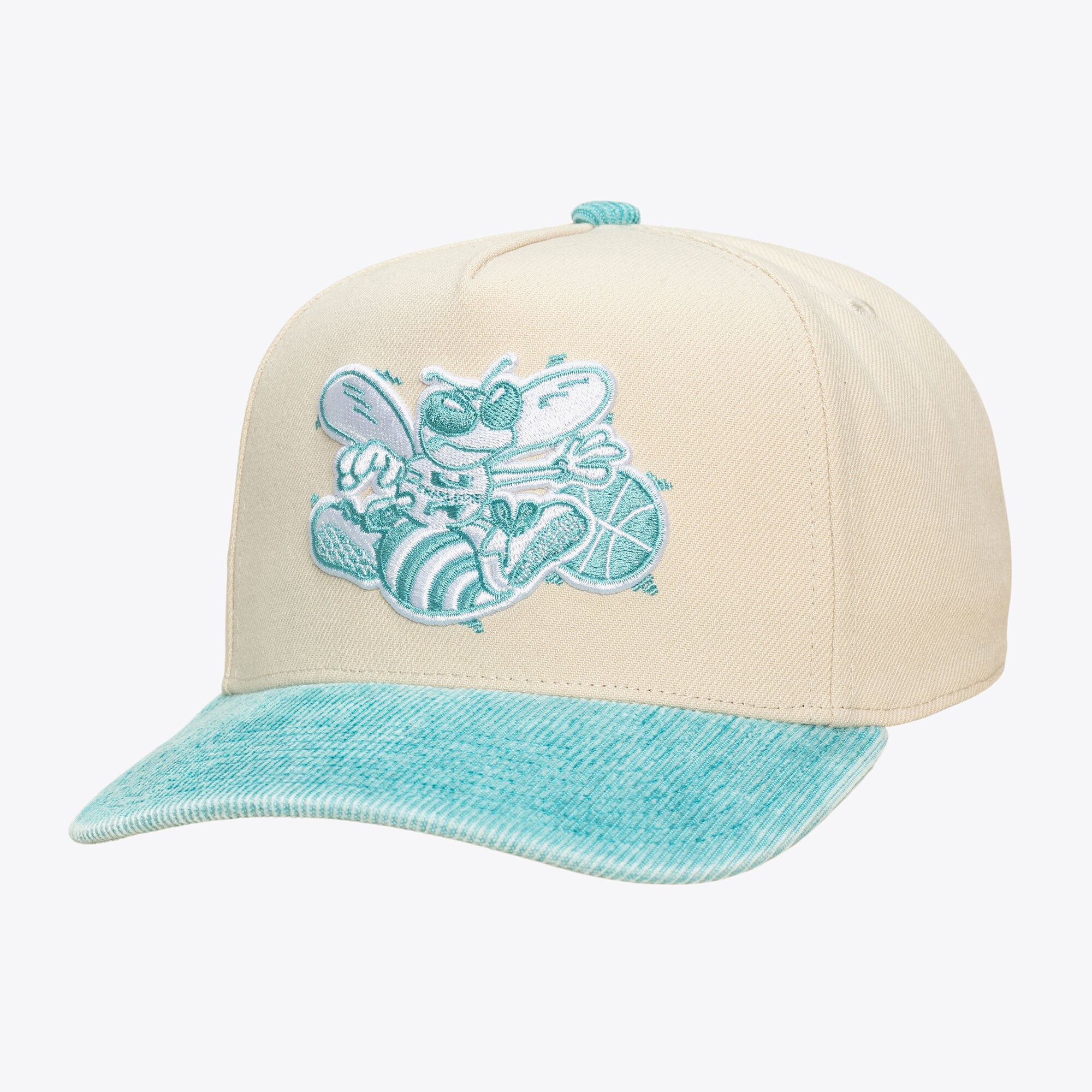 Unisex Mitchell & Ness Cream/Teal Charlotte Hornets Faded Pro Snapback Hat