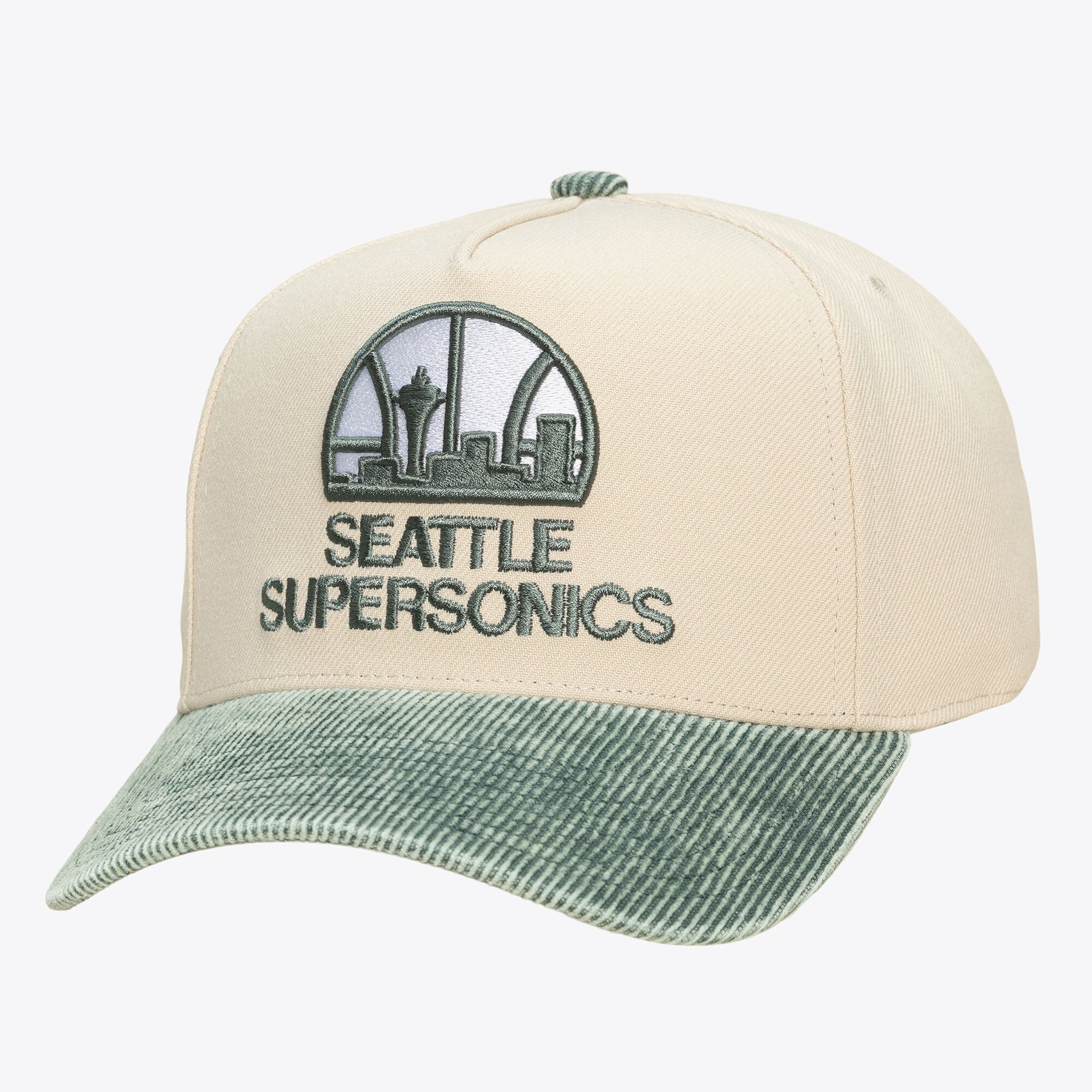 Unisex Mitchell & Ness Cream/Green Seattle SuperSonics Faded Pro Snapback Hat