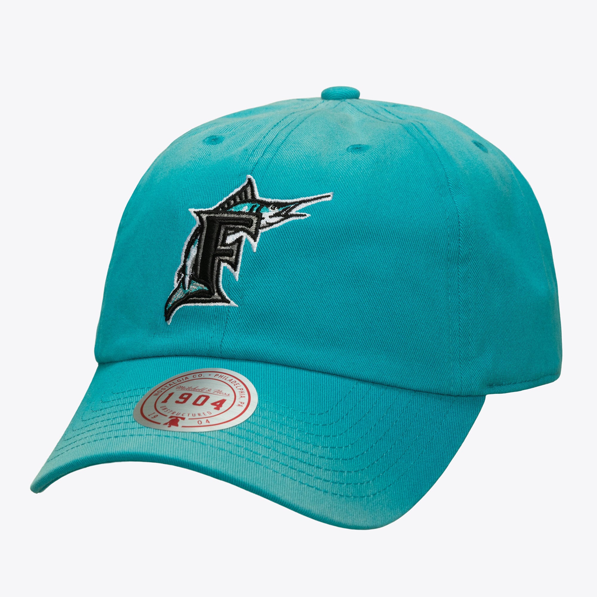 Unisex Mitchell & Ness Teal Florida Marlins 1904 Soft Wash Cooperstown Adjustable Hat