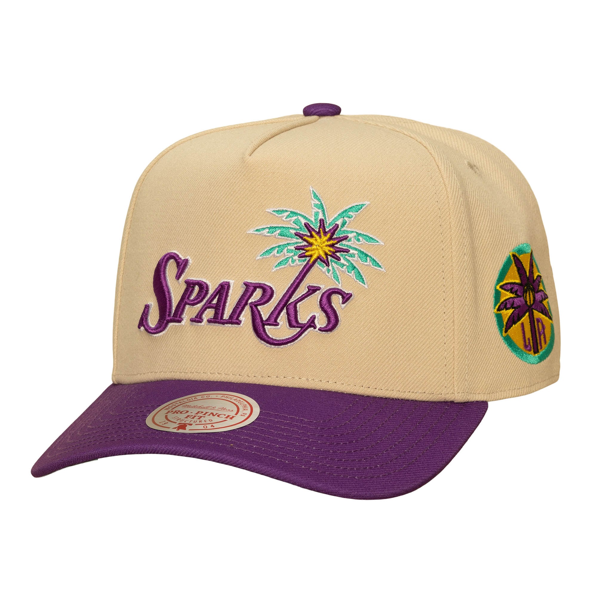Unisex Mitchell & Ness Khaki/Purple Los Angeles Sparks Pro Pinch Snapback Hat