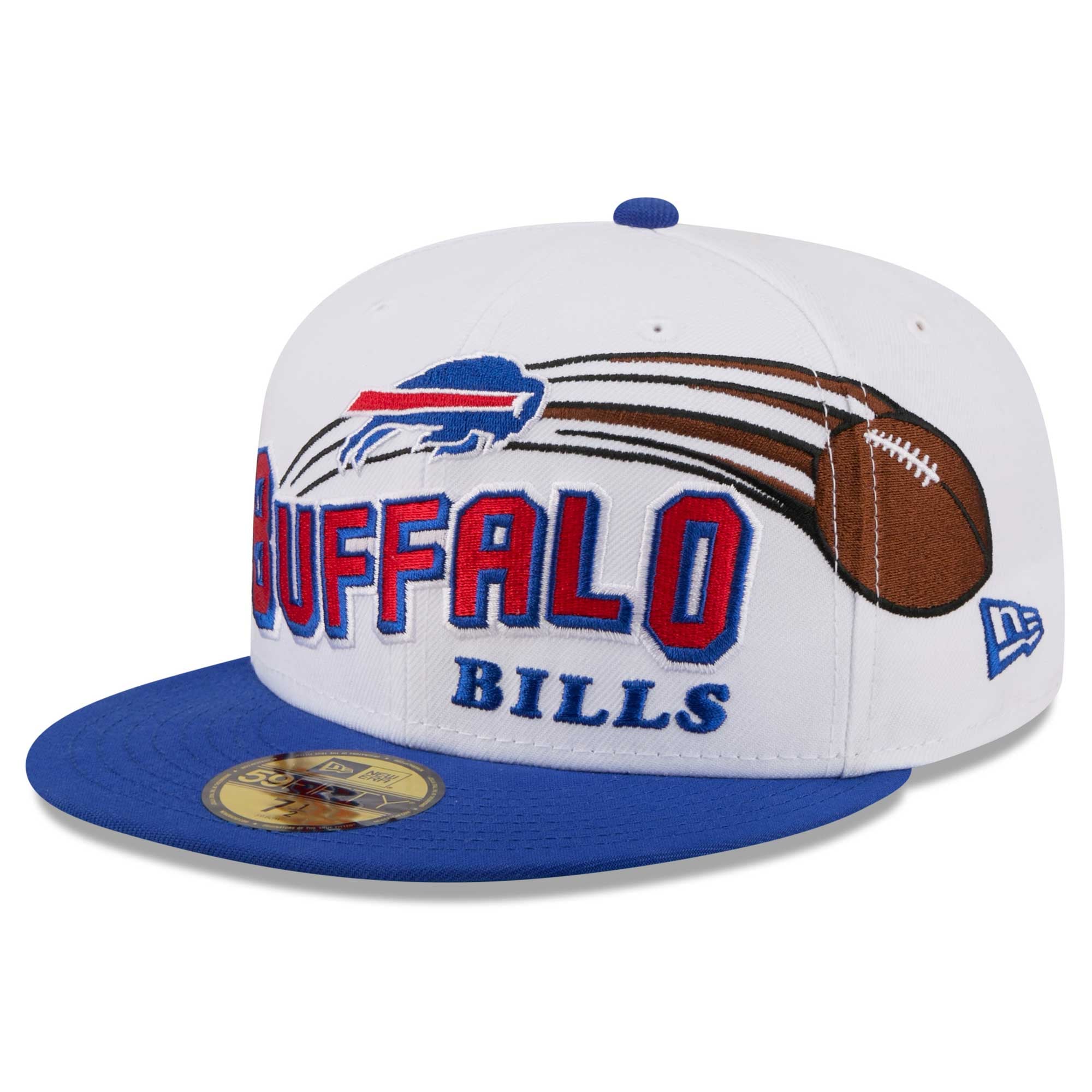Men's New Era White/Royal Buffalo Bills Retro Swoop 59FIFTY Fitted Hat