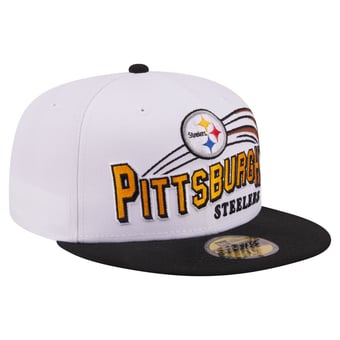Men's New Era White/Black Pittsburgh Steelers Retro Swoop 59FIFTY Fitted Hat