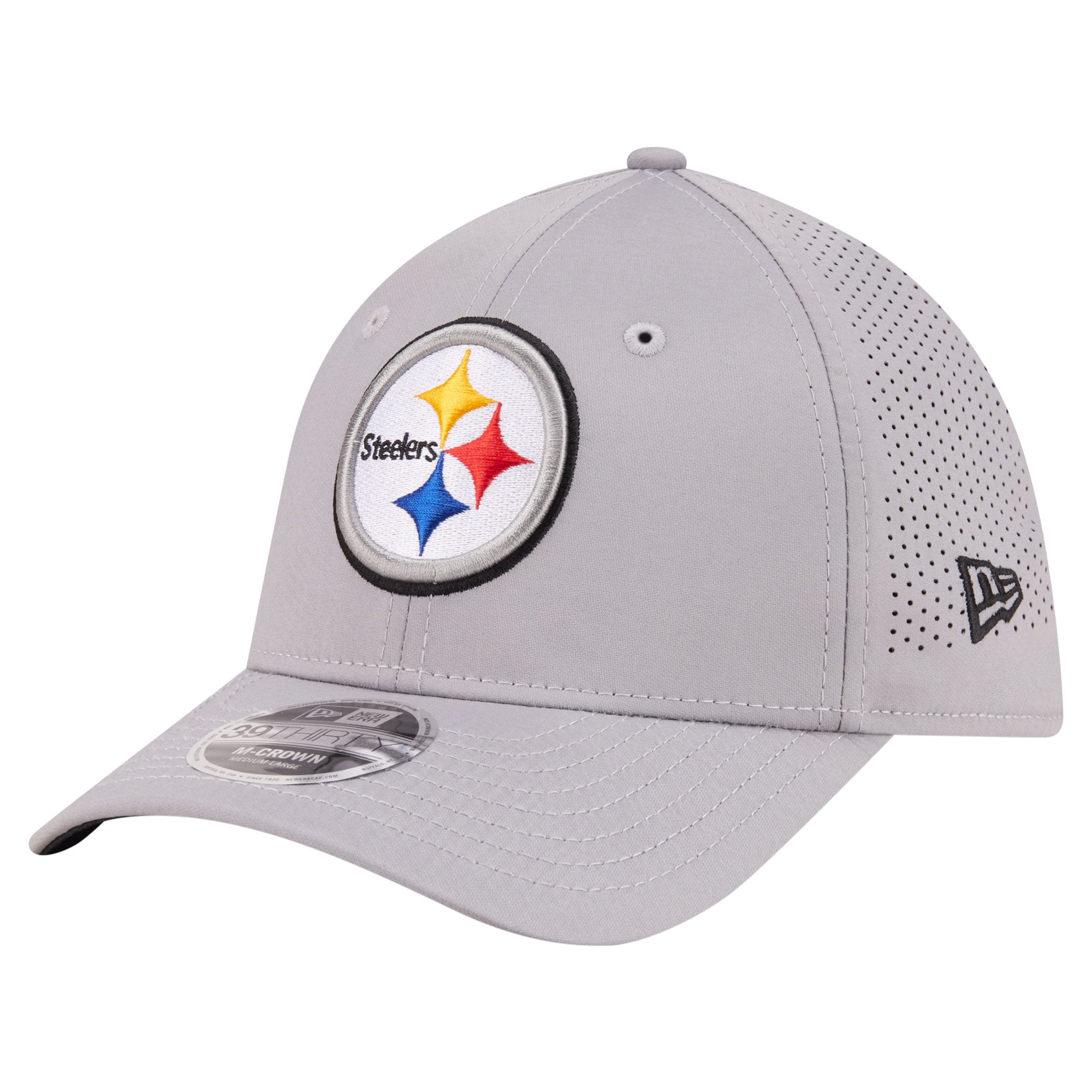 Men's New Era Gray Pittsburgh Steelers 39THIRTY M-Crown Flex Fit Hat