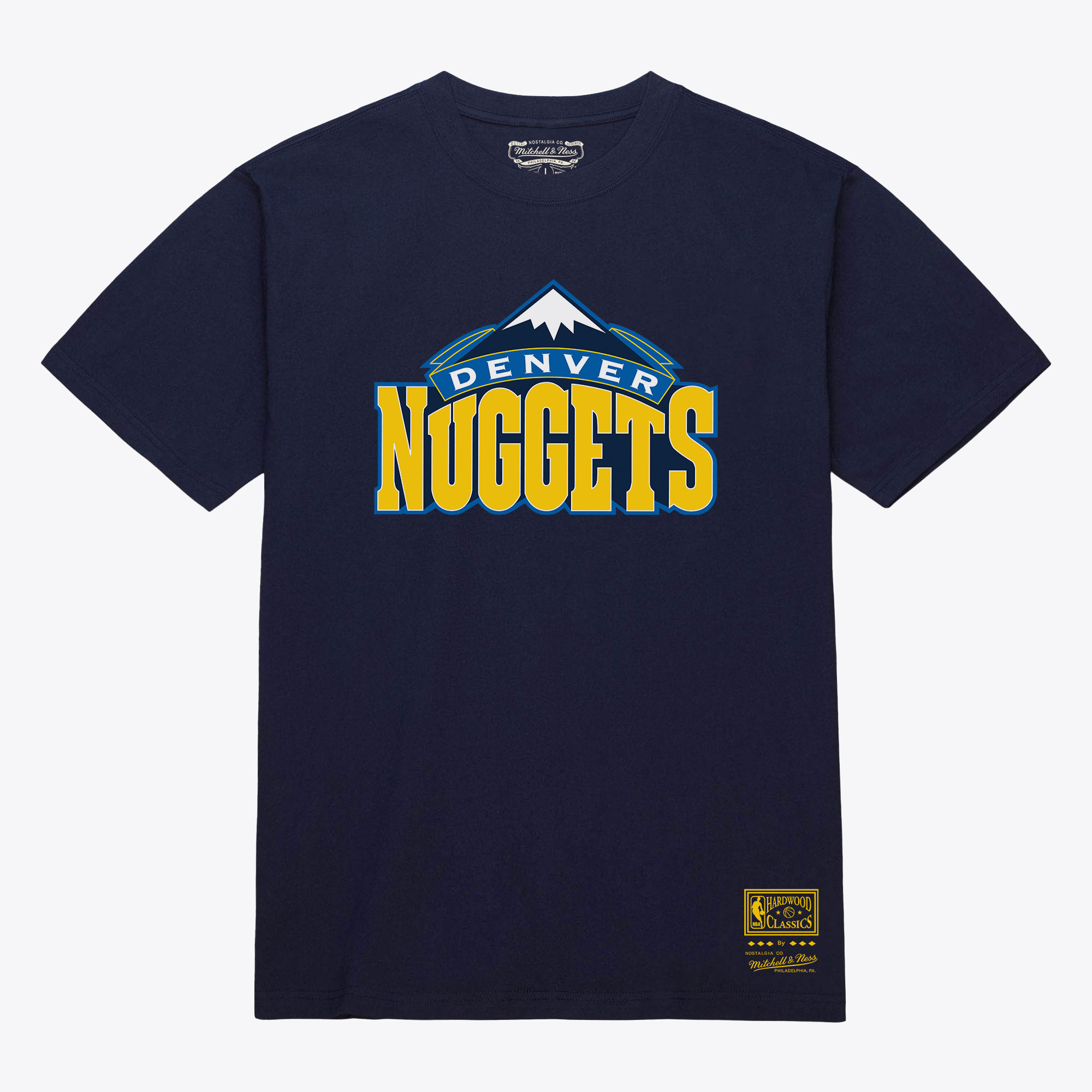 Unisex Mitchell & Ness Navy Denver Nuggets Hardwood Classics Arch T-Shirt