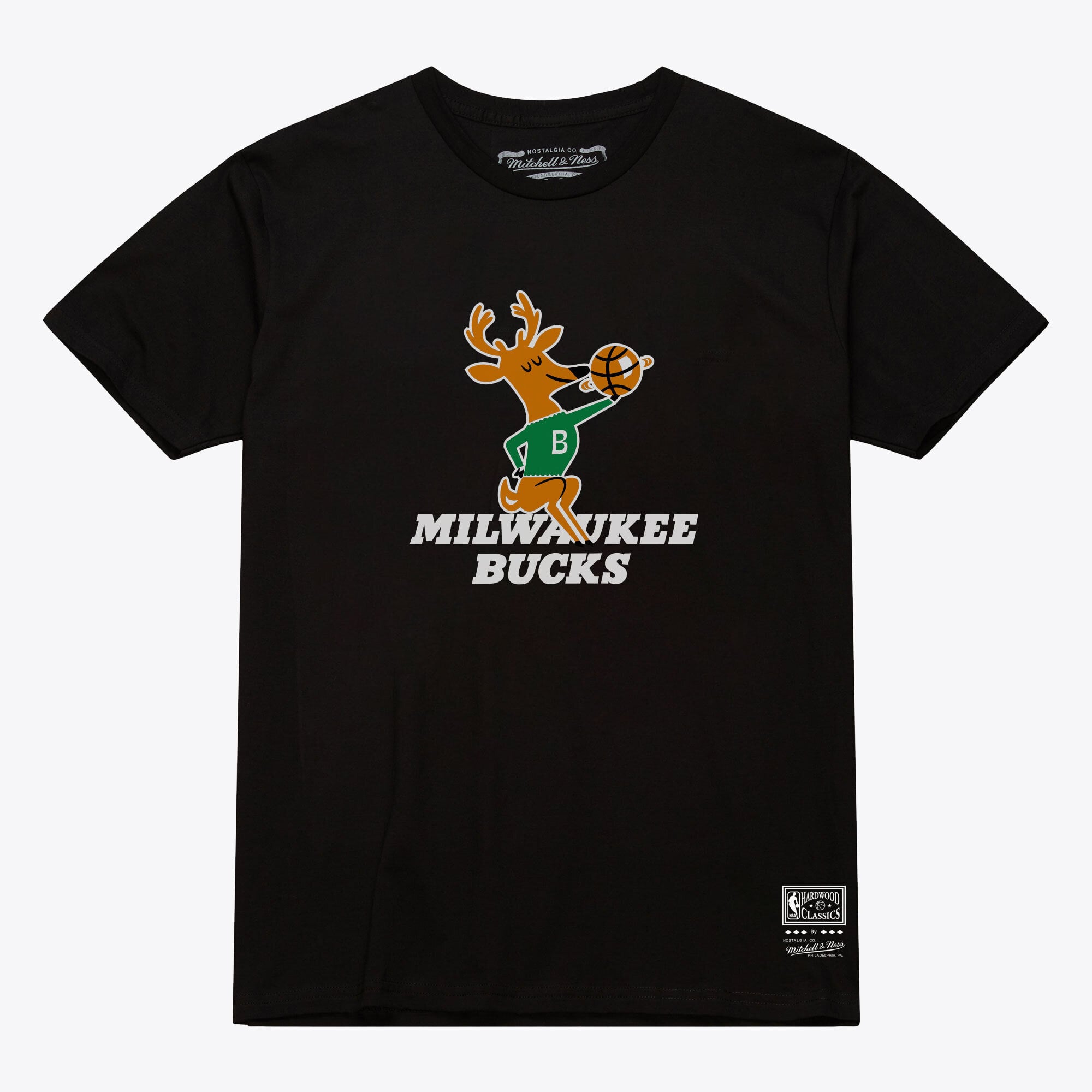 Unisex Mitchell & Ness  Black Milwaukee Bucks Hardwood Classics Arch T-Shirt