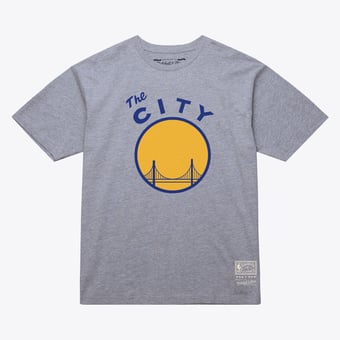 Unisex Mitchell & Ness  Heather Gray Golden State Warriors Hardwood Classics Arch T-Shirt
