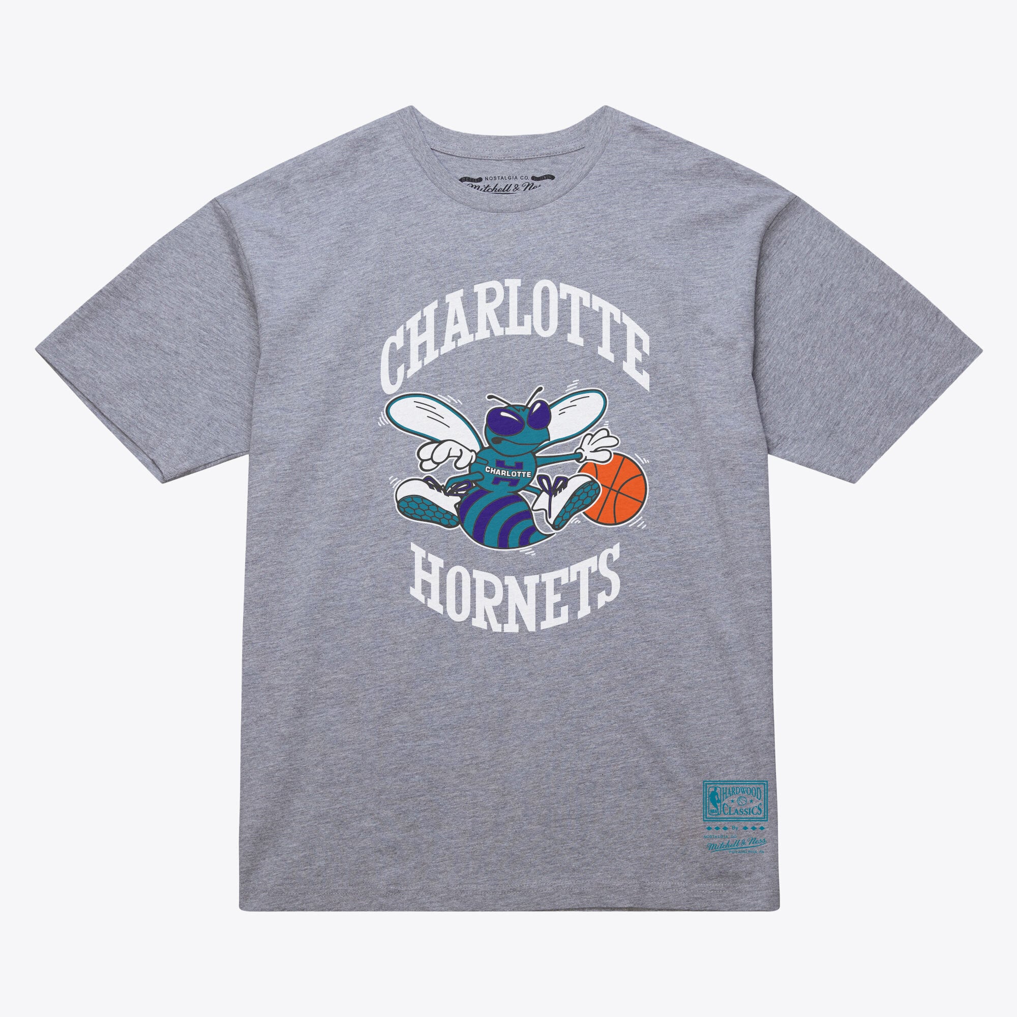 Unisex Mitchell & Ness  Heather Gray Charlotte Hornets Hardwood Classics Arch T-Shirt