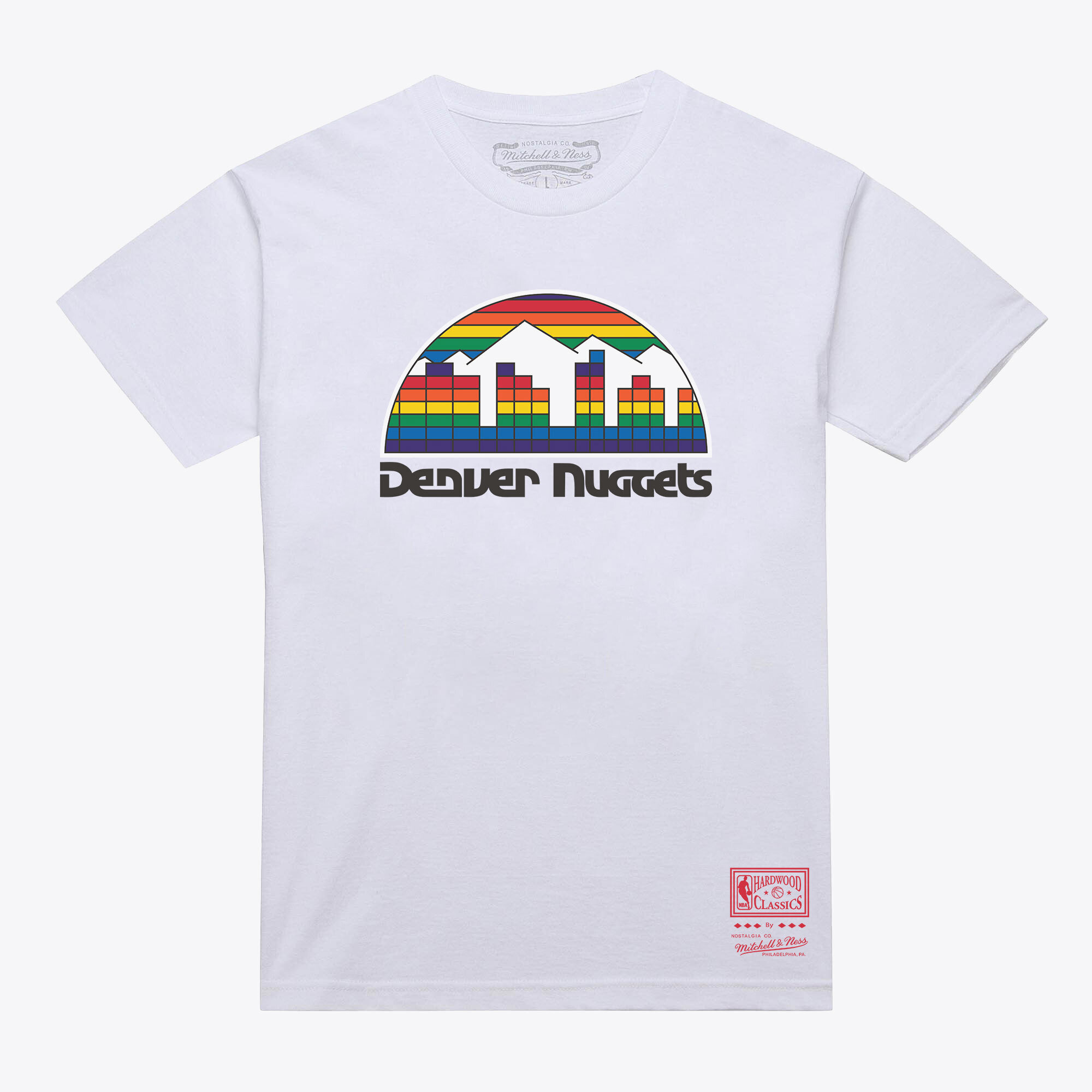 Unisex Mitchell & Ness  White Denver Nuggets Hardwood Classics Arch T-Shirt
