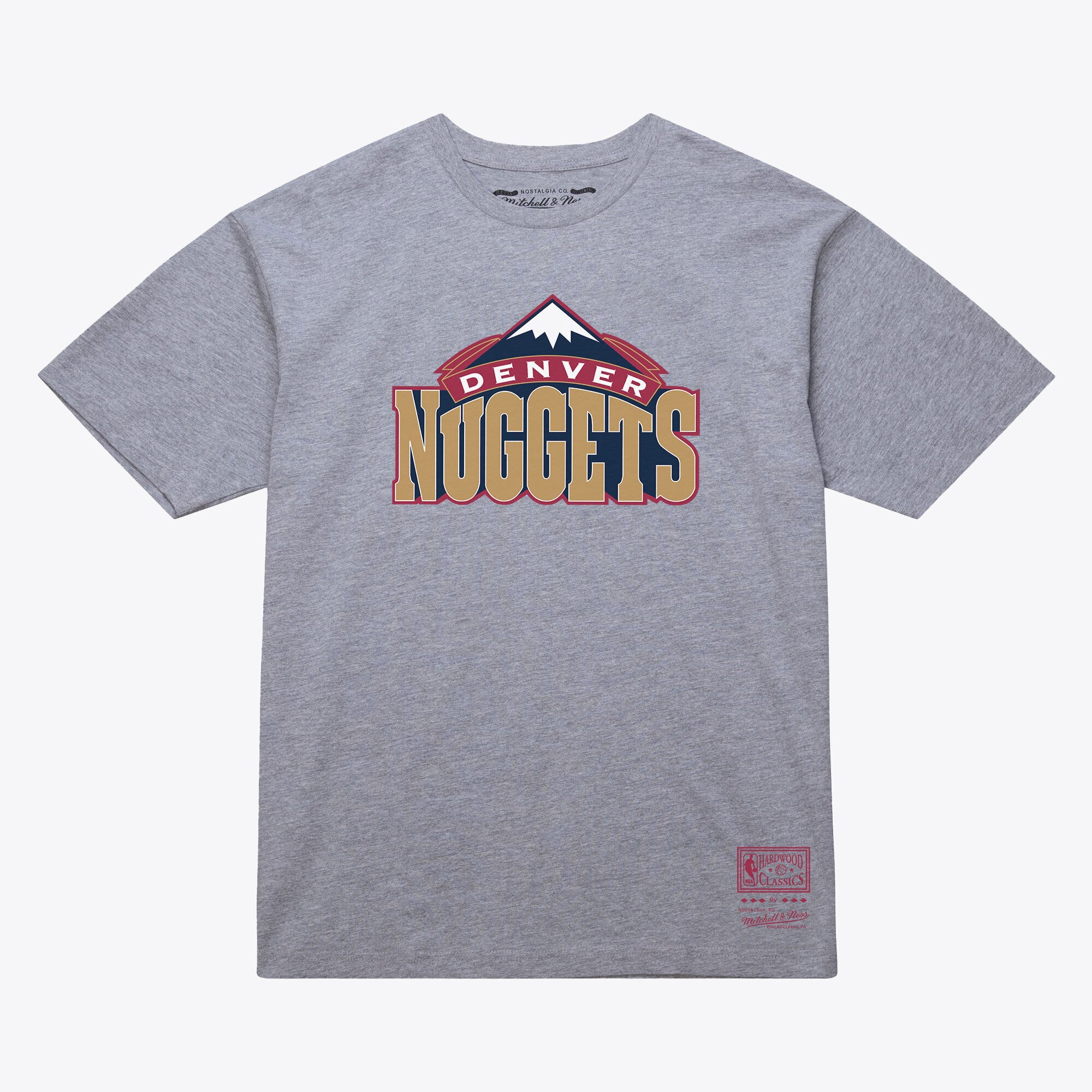 Unisex Mitchell & Ness  Heather Gray Denver Nuggets Hardwood Classics Arch T-Shirt