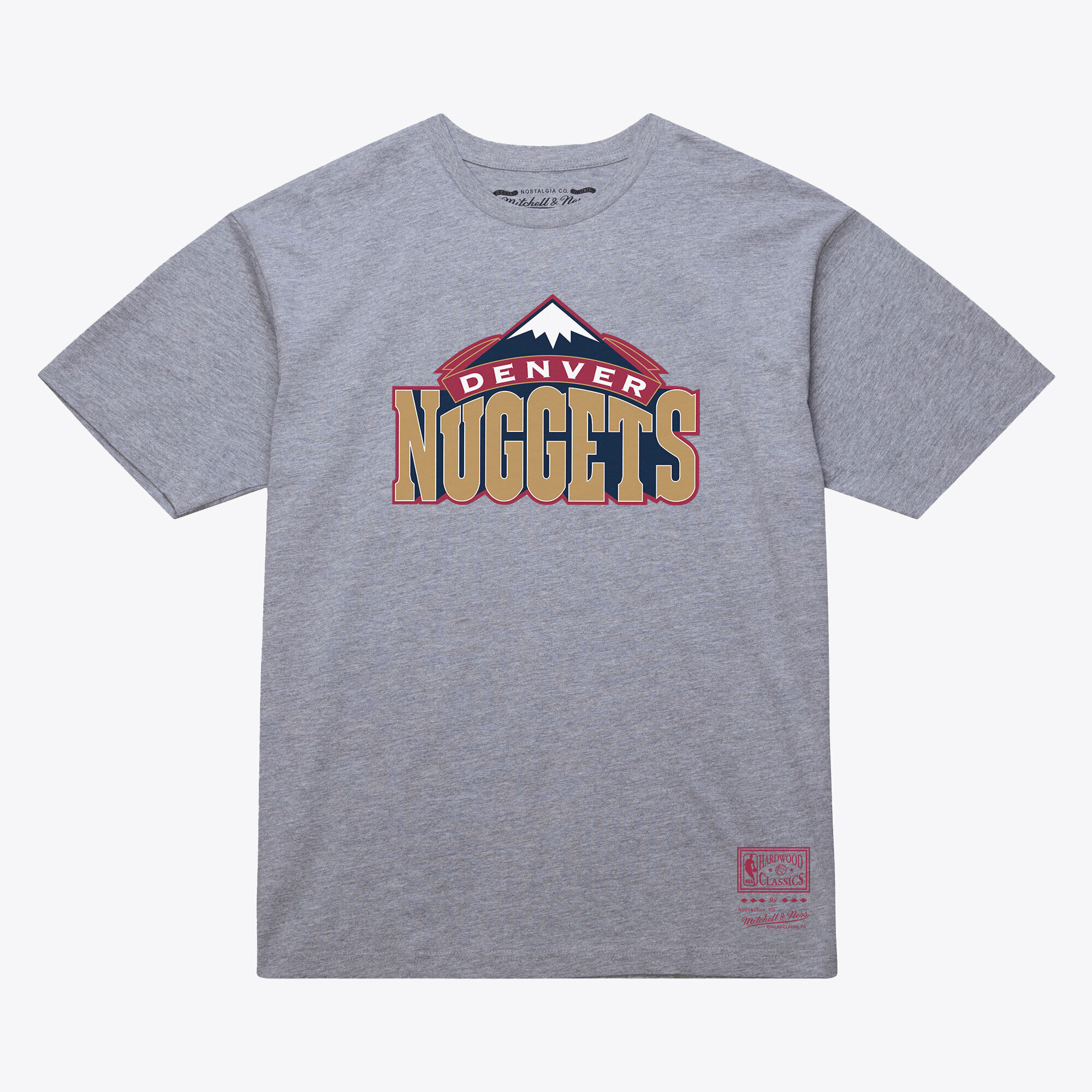 Unisex Mitchell & Ness Heather Gray Denver Nuggets Hardwood Classics Arch T-Shirt
