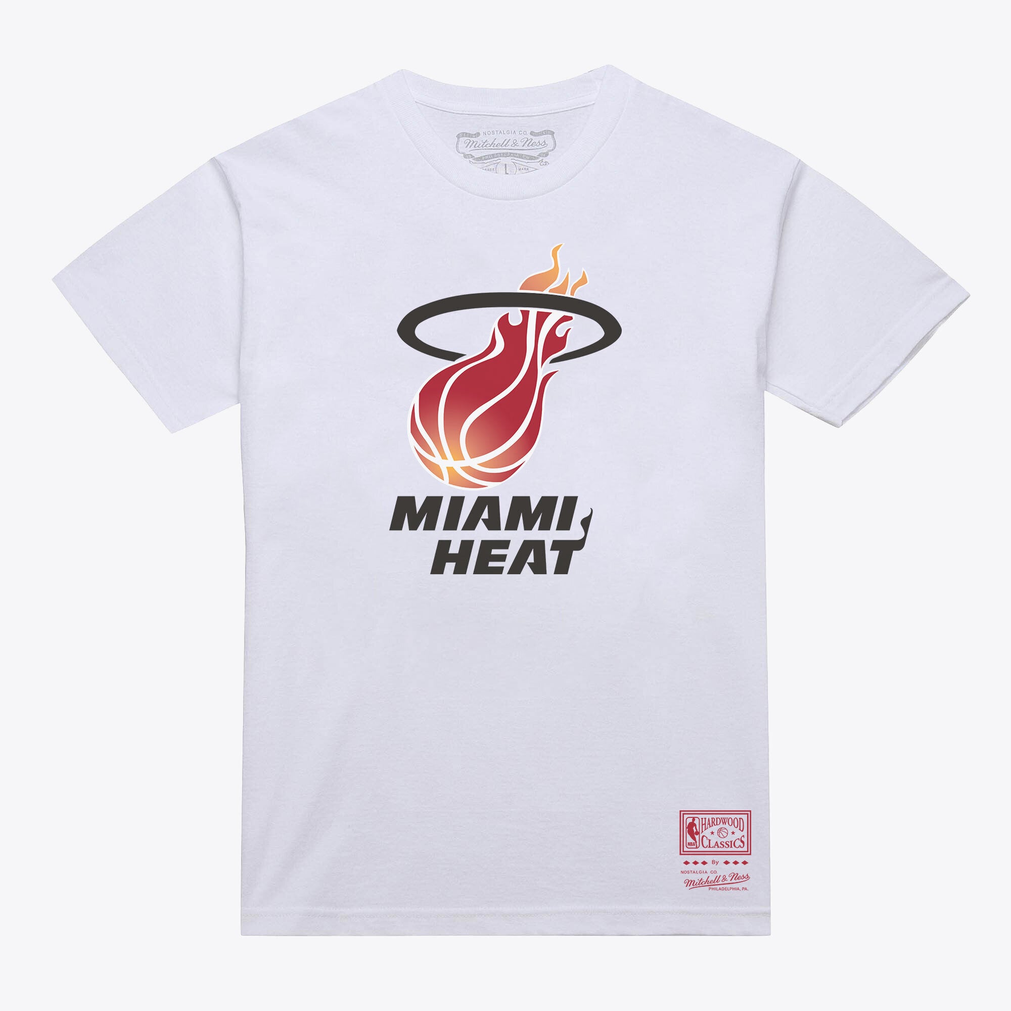 Unisex Mitchell & Ness  White Miami Heat Hardwood Classics Arch T-Shirt
