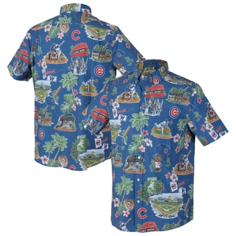 Men's Reyn Spooner Royal Chicago Cubs Big & Tall Scenic Performance Tri-Blend Aloha Button-Down Shirt