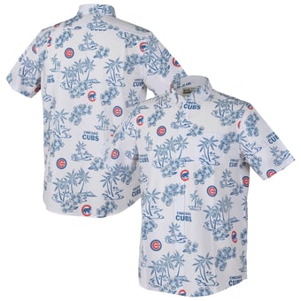 Men's Reyn Spooner White Chicago Cubs Big & Tall Kekai Performance Tri-Blend Button-Down Shirt