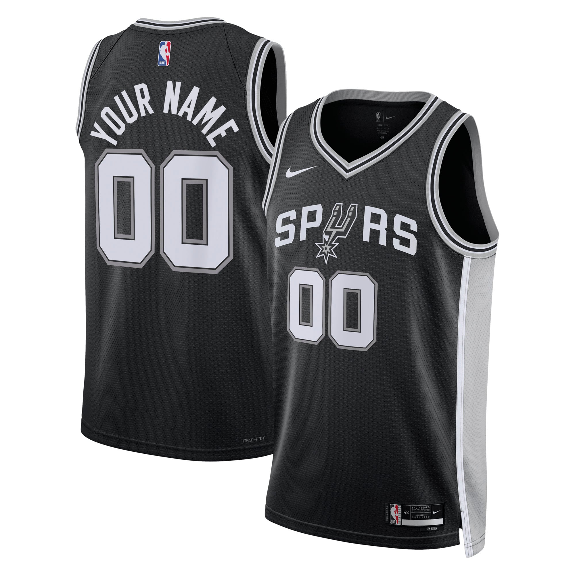 Unisex Nike Black San Antonio Spurs Custom Swingman Jersey - Icon Edition