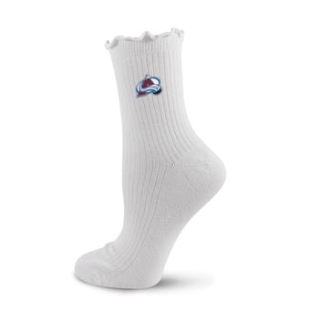 Women's PRO Compression  White Colorado Avalanche Logo Lettuce Hem Quarter Socks