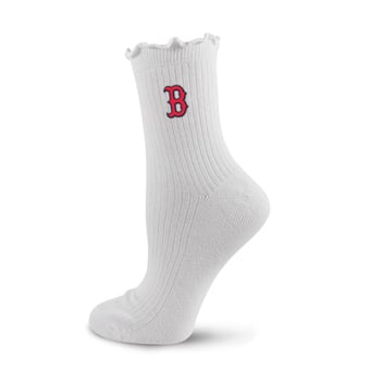 Women's PRO Compression  White Boston Red Sox Logo Lettuce Hem Quarter Socks