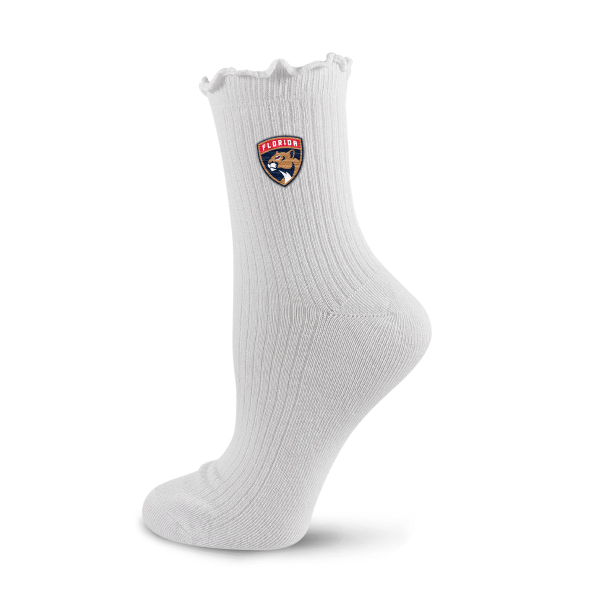 Women's PRO Compression  White Florida Panthers Logo Lettuce Hem Quarter Socks