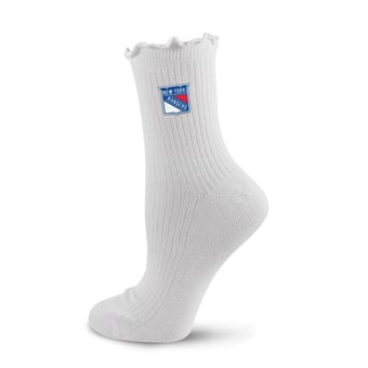 Women's PRO Compression  White New York Rangers Logo Lettuce Hem Quarter Socks