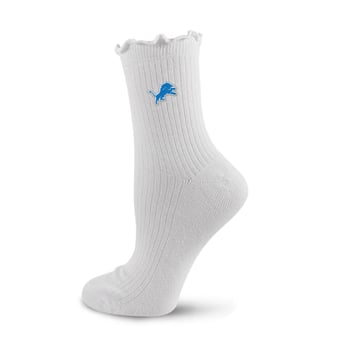 Women's PRO Compression  White Detroit Lions Logo Lettuce Hem Quarter Socks