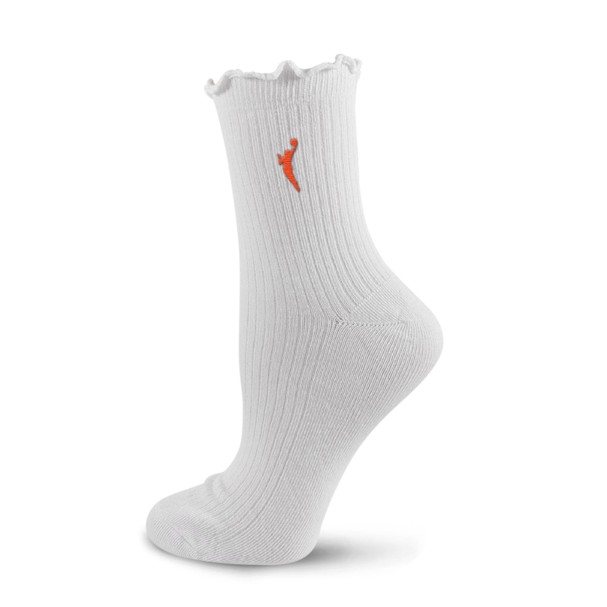 Women's PRO Compression White WNBA Logo Lettuce Hem Quarter Socks