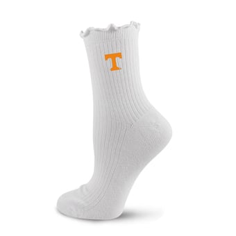 Women's PRO Compression  White Tennessee Volunteers Logo Lettuce Hem Quarter Socks