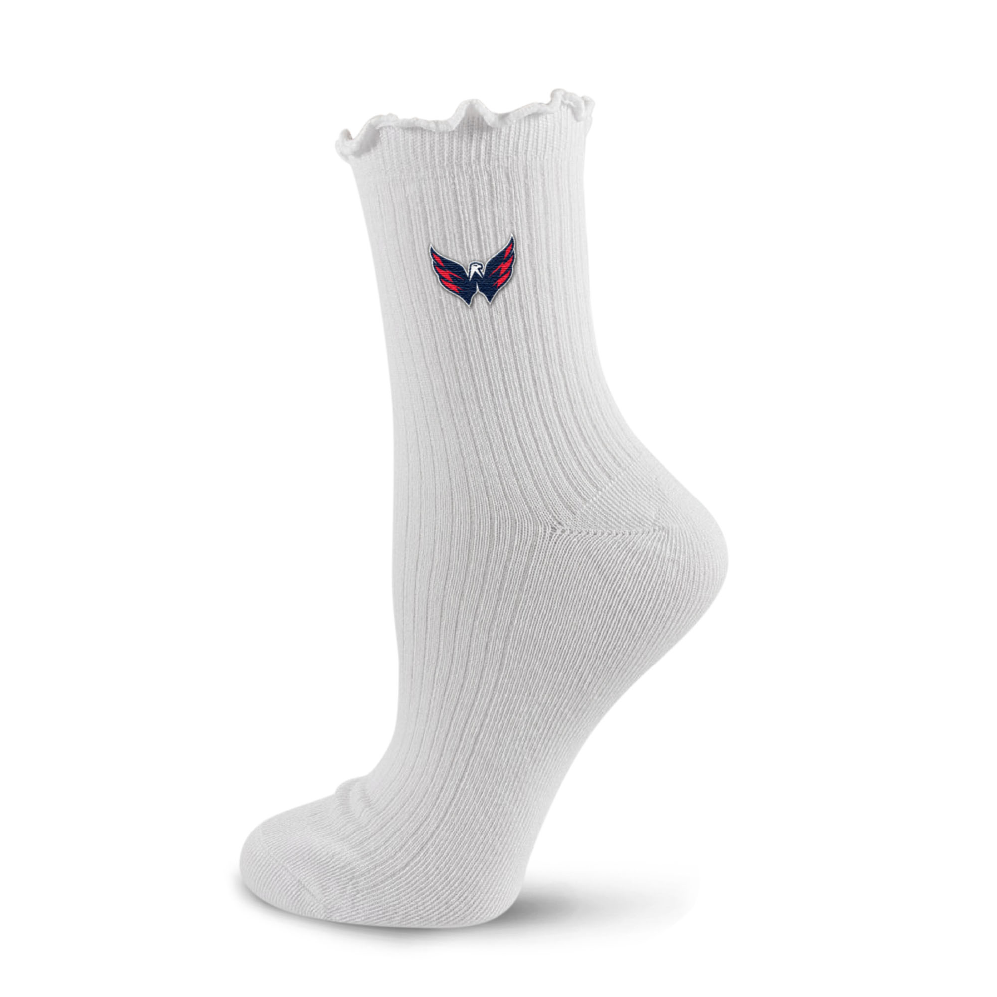 Women's PRO Compression  White Washington Capitals Logo Lettuce Hem Quarter Socks