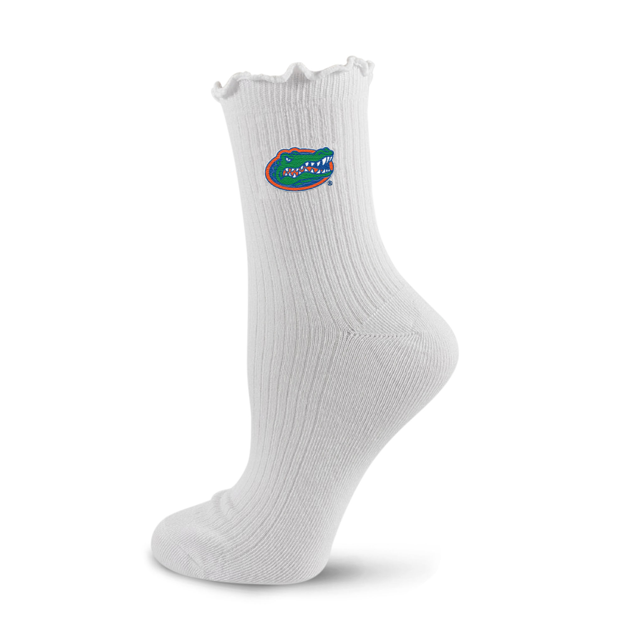 Women's PRO Compression  White Florida Gators Logo Lettuce Hem Quarter Socks