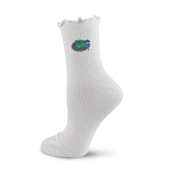 Women's PRO Compression  White Florida Gators Logo Lettuce Hem Quarter Socks
