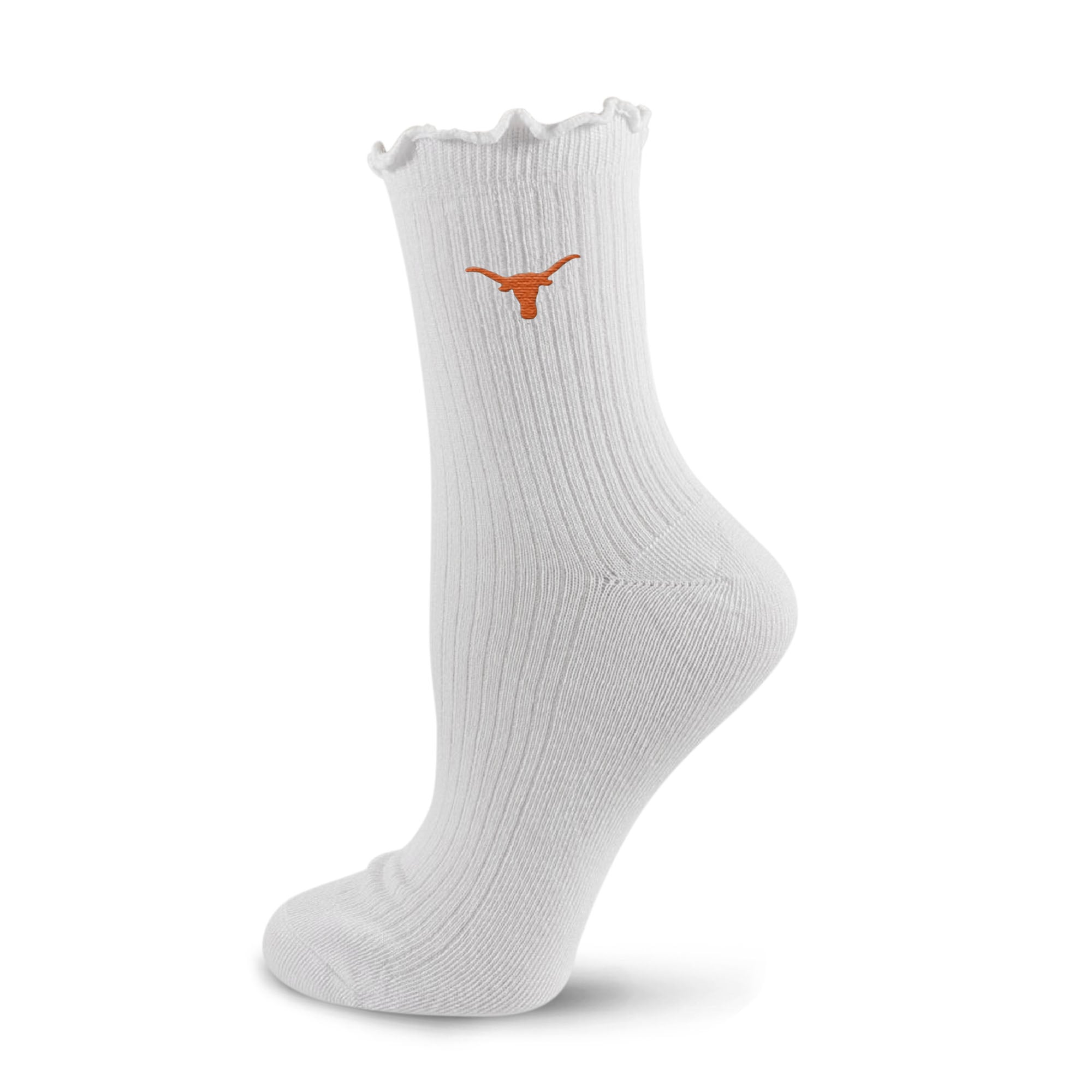 Women's PRO Compression  White Texas Longhorns Logo Lettuce Hem Quarter Socks