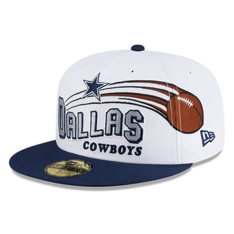 Men's New Era White/Navy Dallas Cowboys Retro Swoop 59FIFTY Fitted Hat