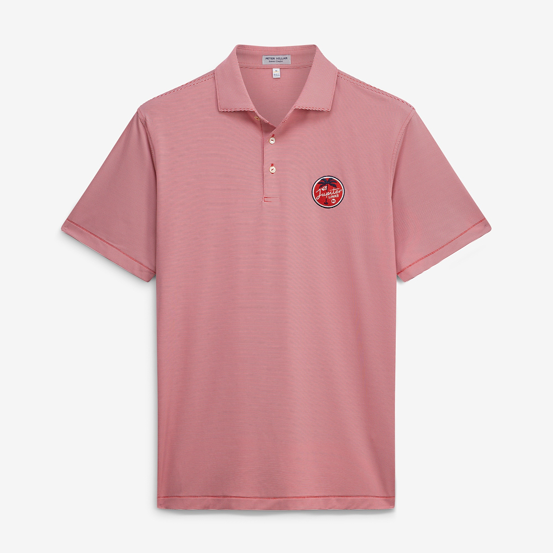 Men’s Peter Millar Red Jupiter Links Golf Club Jubilee Stripe Stretch Jersey Polo