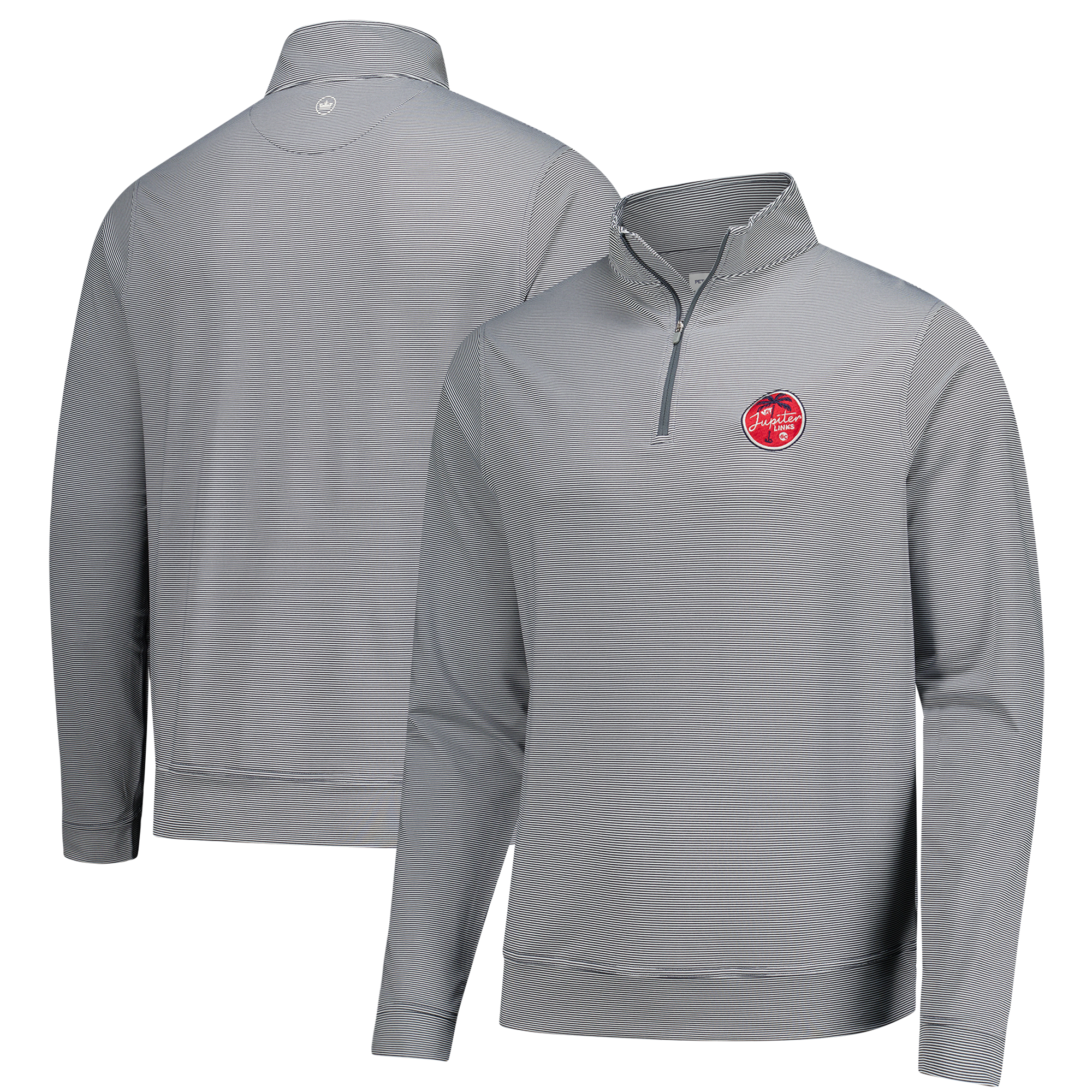 Men's Peter Millar White Jupiter Links Golf Club TGL Perth Sugar Stripe Performance Quarter-Zip Pullover